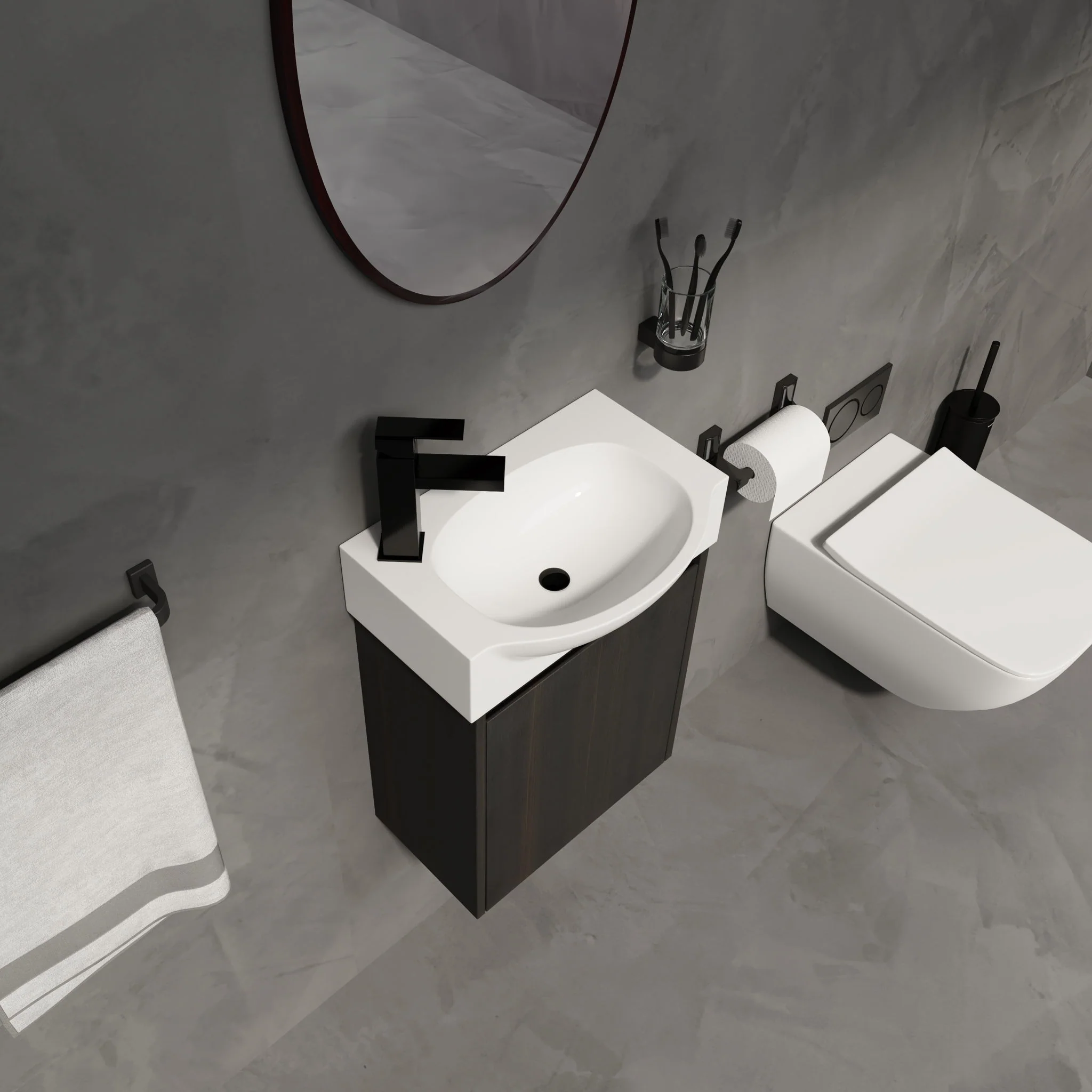 Modern Bathroom Vanity With Ceramic Basin, Wall Mounted Floating Sink Combo, Storage Cabinet - Image 51