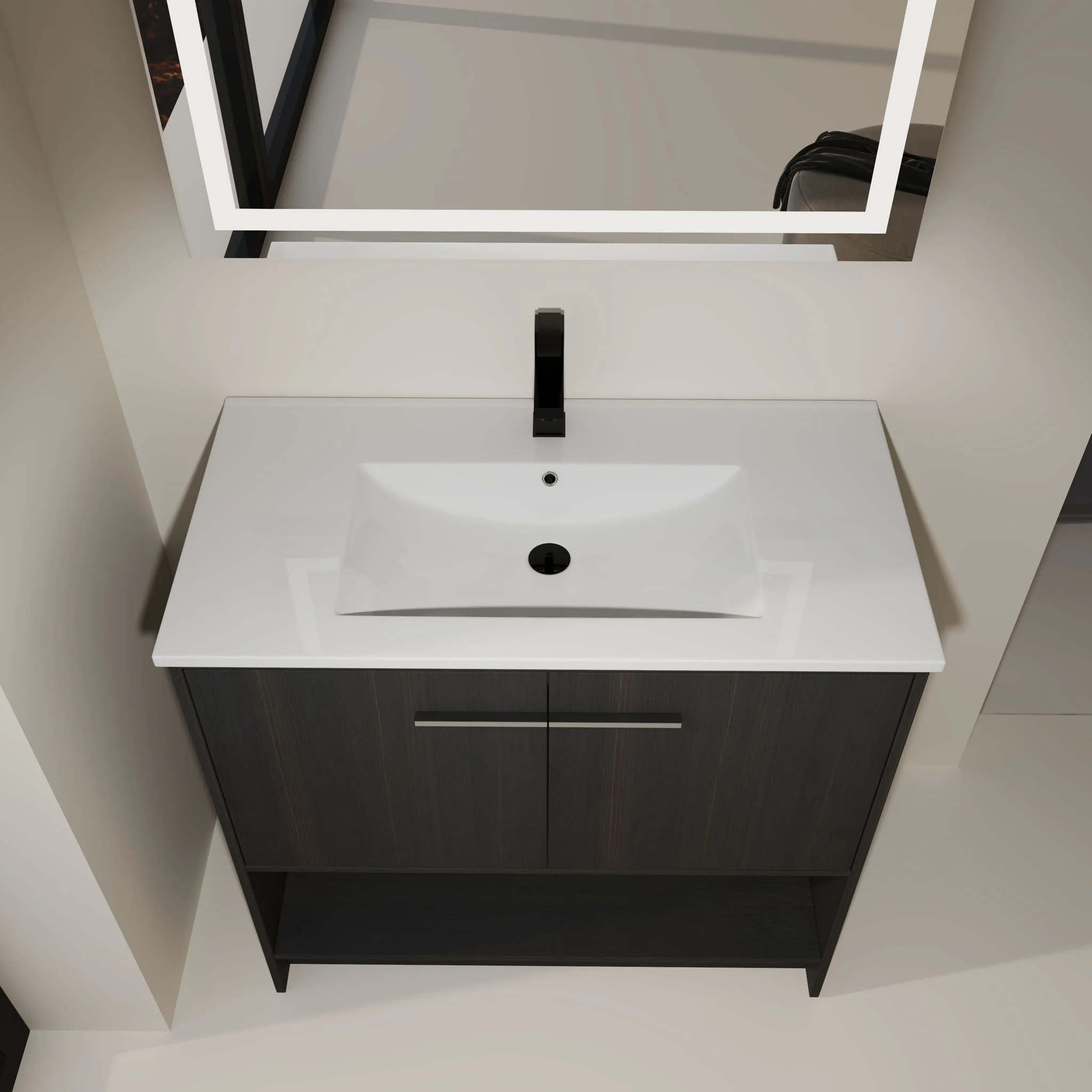 Modern Bathroom Vanity With Ceramic Sink, Freestanding Cabinet, Soft Closing Doors - Image 34