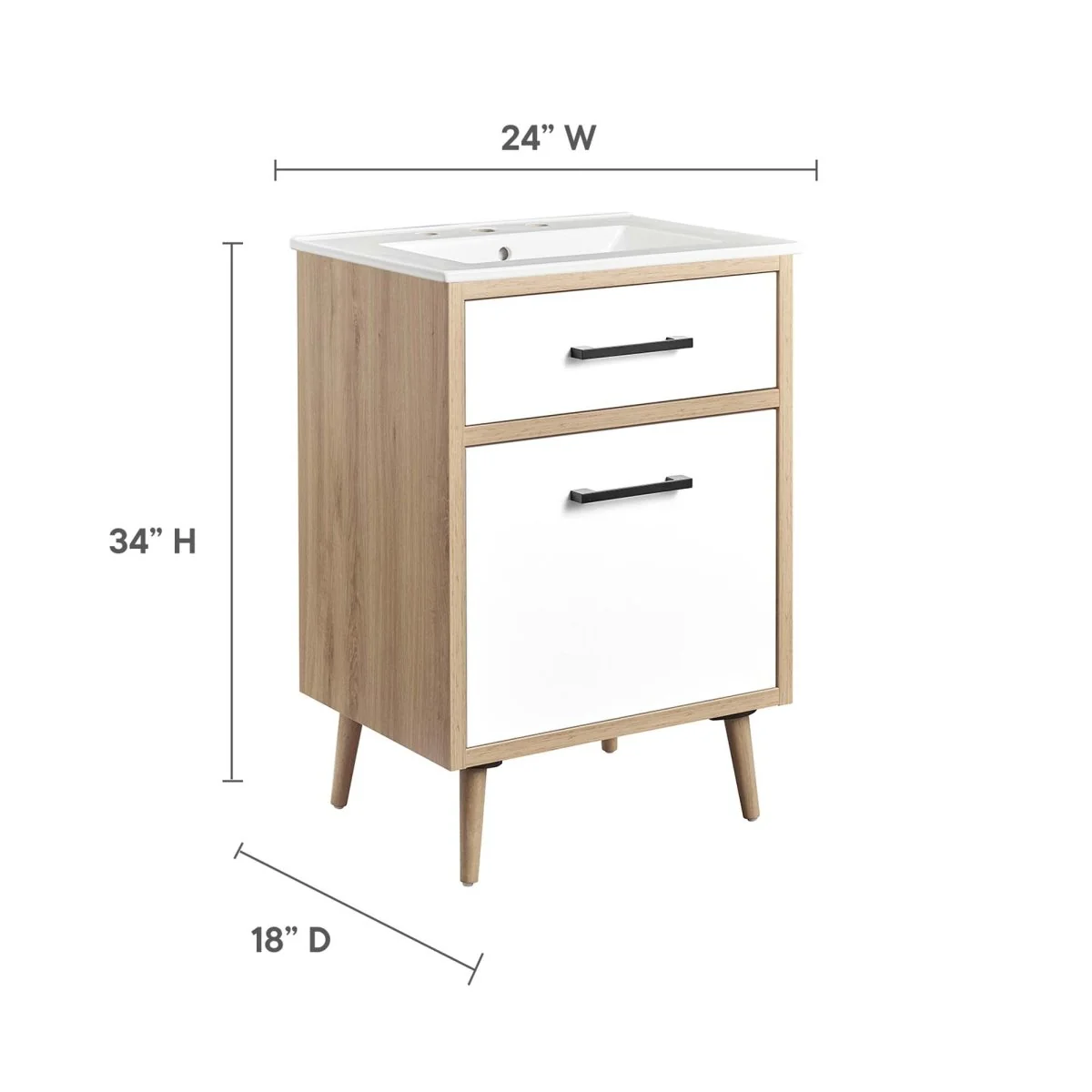 Modern Bathroom Vanity with Ceramic Sink – Single-Sink Vanity Cabinet for Bathrooms - Image 14