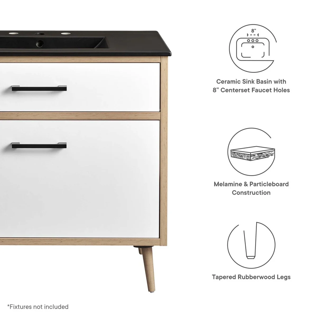 Modern Bathroom Vanity with Ceramic Sink – Single-Sink Vanity Cabinet for Bathrooms - Image 35