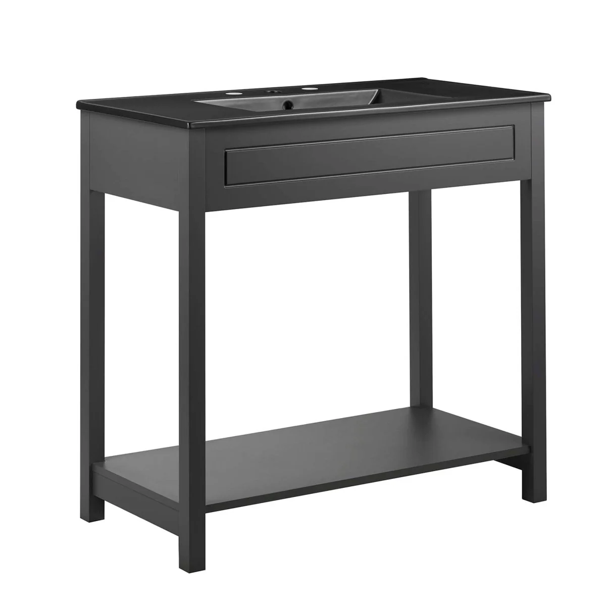 Modern Bathroom Vanity with Sink and Open Shelf - Multiple Sizes and Finishes - Image 46