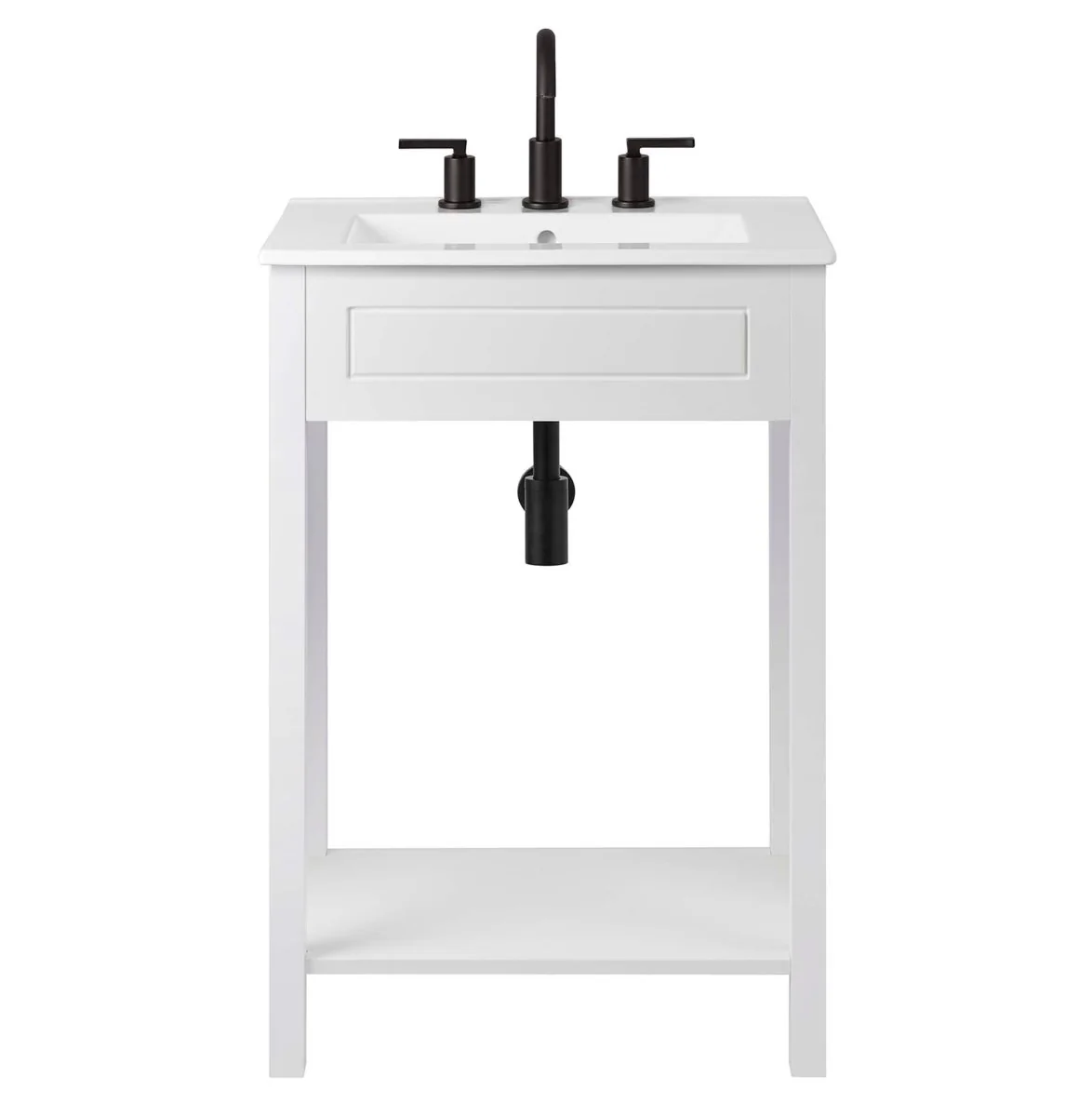 Modern Bathroom Vanity with Sink and Open Shelf - Multiple Sizes and Finishes - Image 6