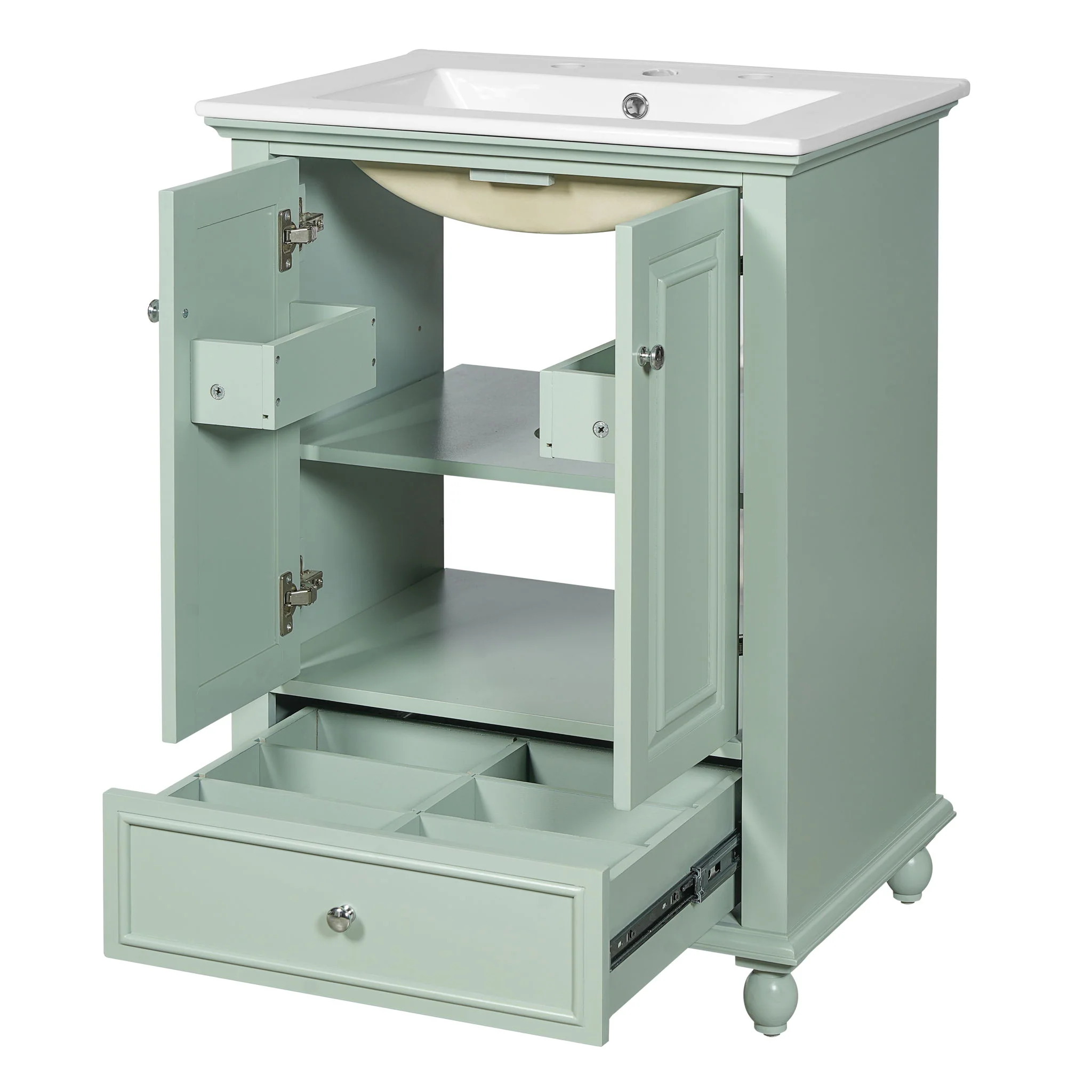 Modern Bathroom Vanity With Sink, Cabinet With Drawer And Dividers, Rectangular Storage Unit - Image 3