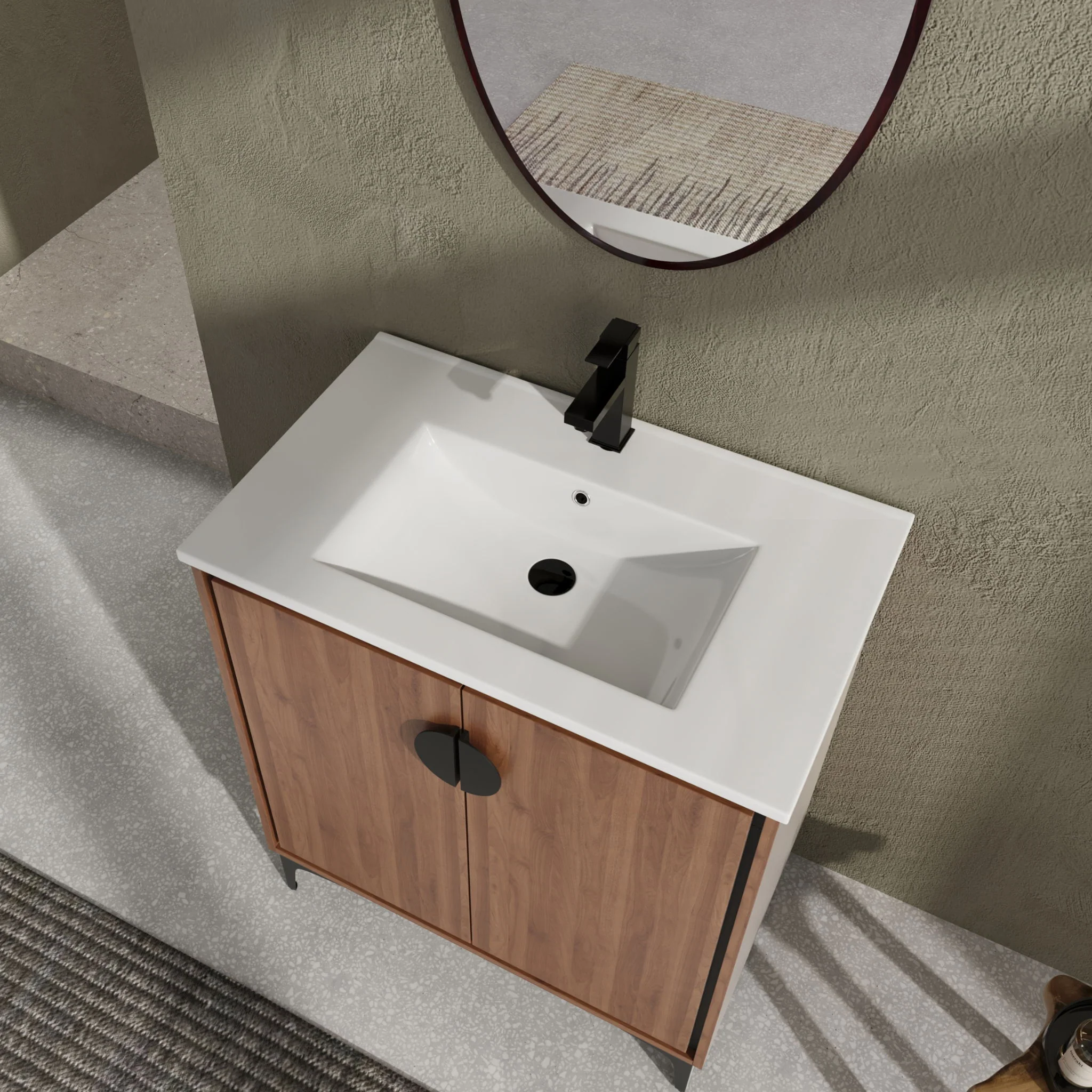 Modern Bathroom Vanity With Top Sink, Engineered Wood Storage Cabinet - Image 13