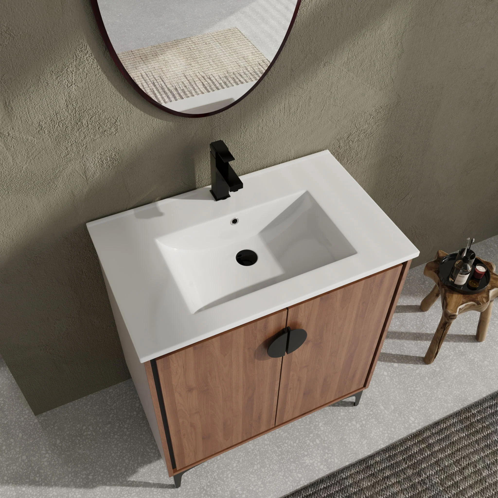 Modern Bathroom Vanity With Top Sink, Engineered Wood Storage Cabinet - Image 4