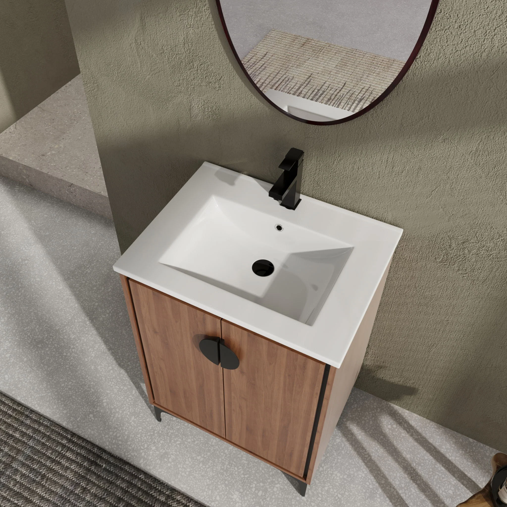 Modern Bathroom Vanity With Top Sink, Engineered Wood Storage Cabinet - Image 7