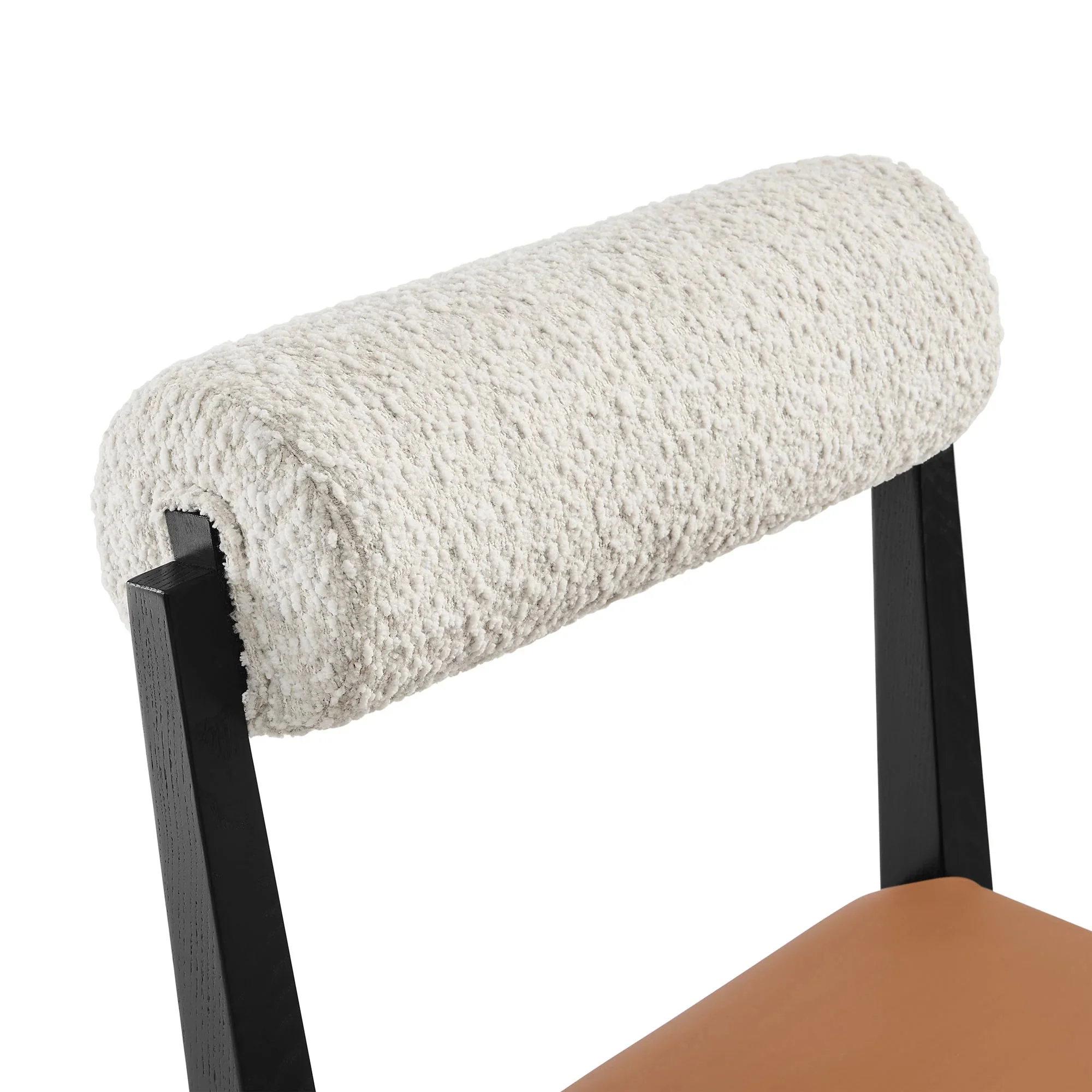 Modern Boucle and Vegan Leather Dining Side Chair – Neutral Upholstery - Image 6