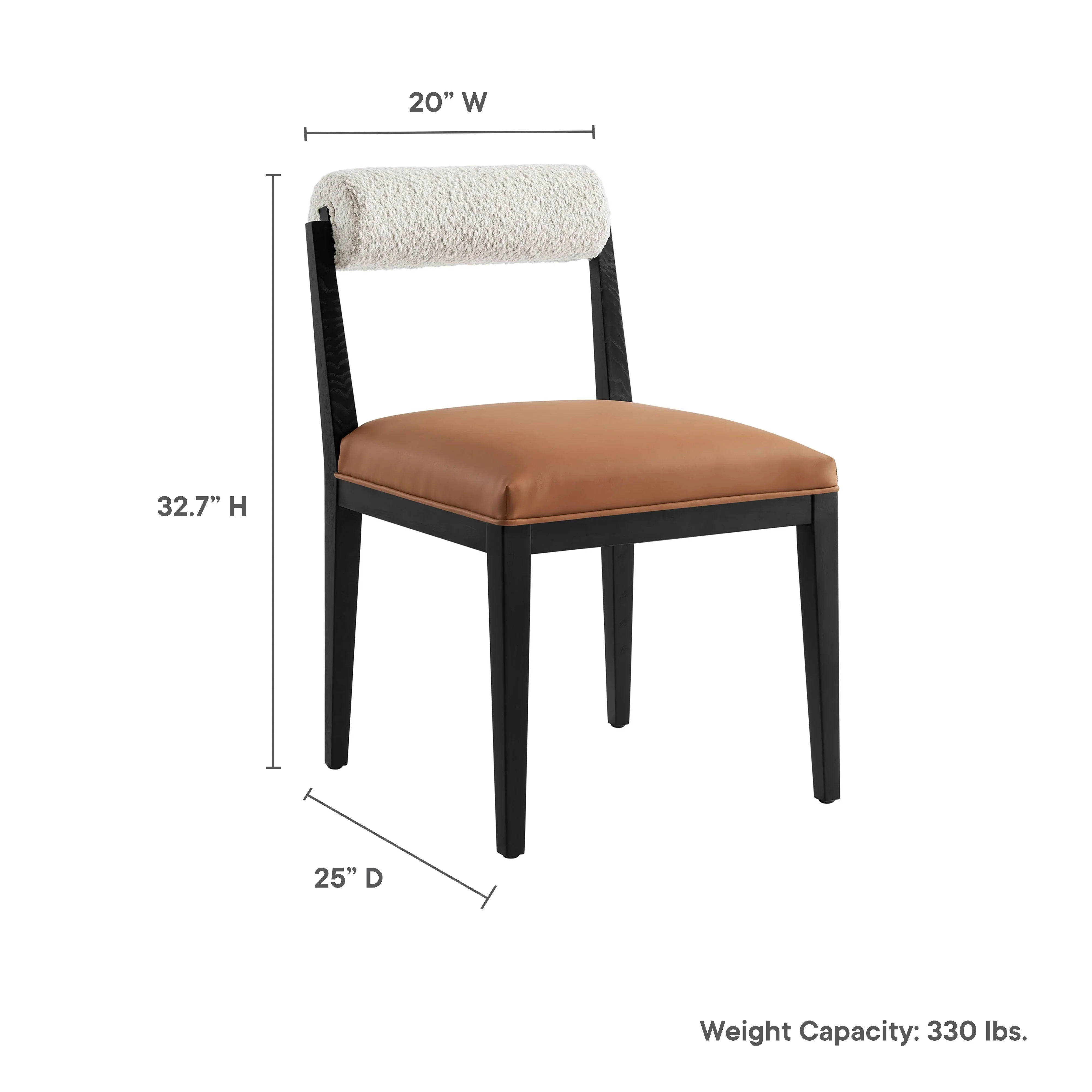 Modern Boucle and Vegan Leather Dining Side Chair – Neutral Upholstery - Image 8