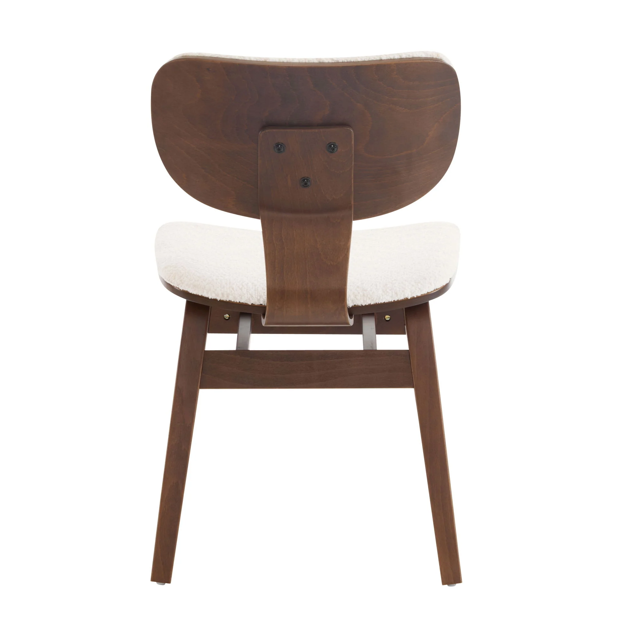 Modern Boucle Fabric Upholstered Side Chair, Bentwood Frame - White / Walnut - Image 3