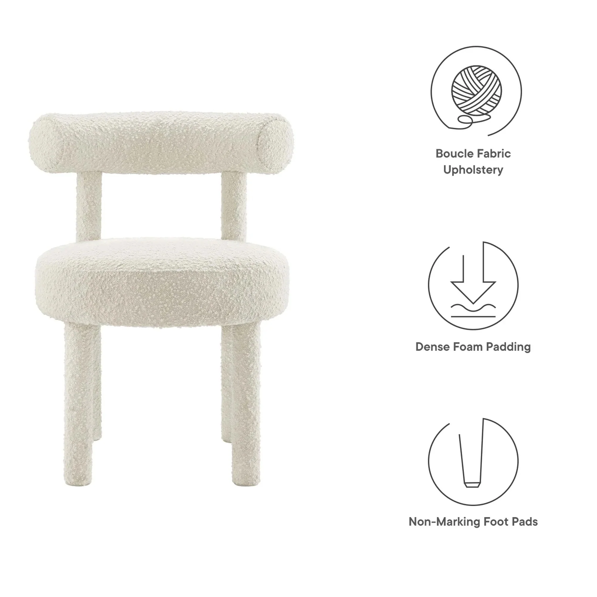 Modern Boucle Upholstered Dining Chair Set of 2 - Image 10