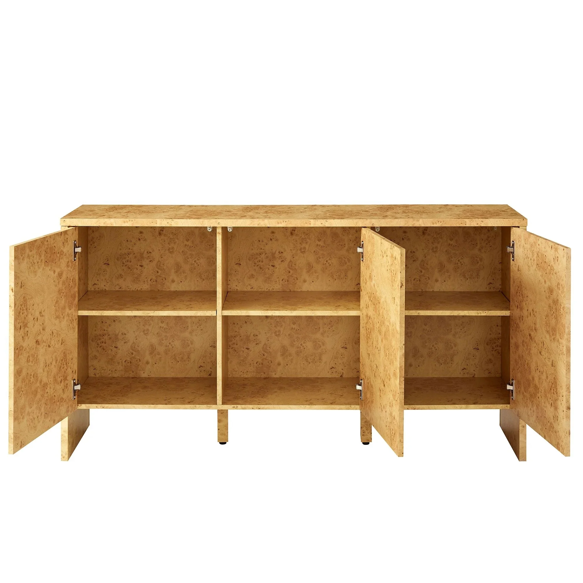 Modern Burl Wood 3-Door Sideboard – Natural 60 Inch - Image 9