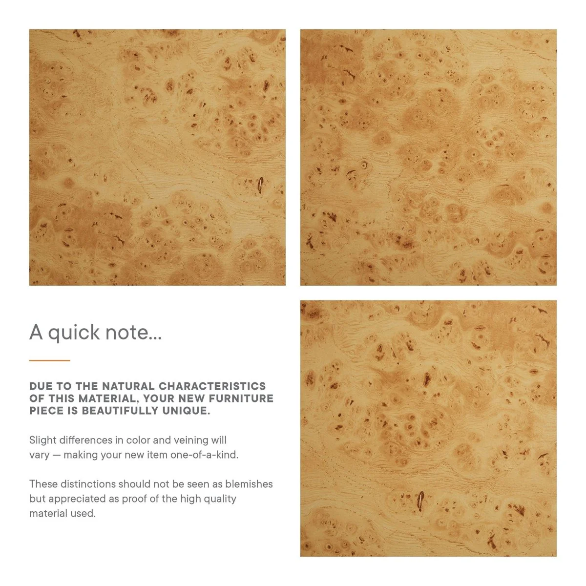 47" Modern Burl Wood Desk with Drawers - Image 3