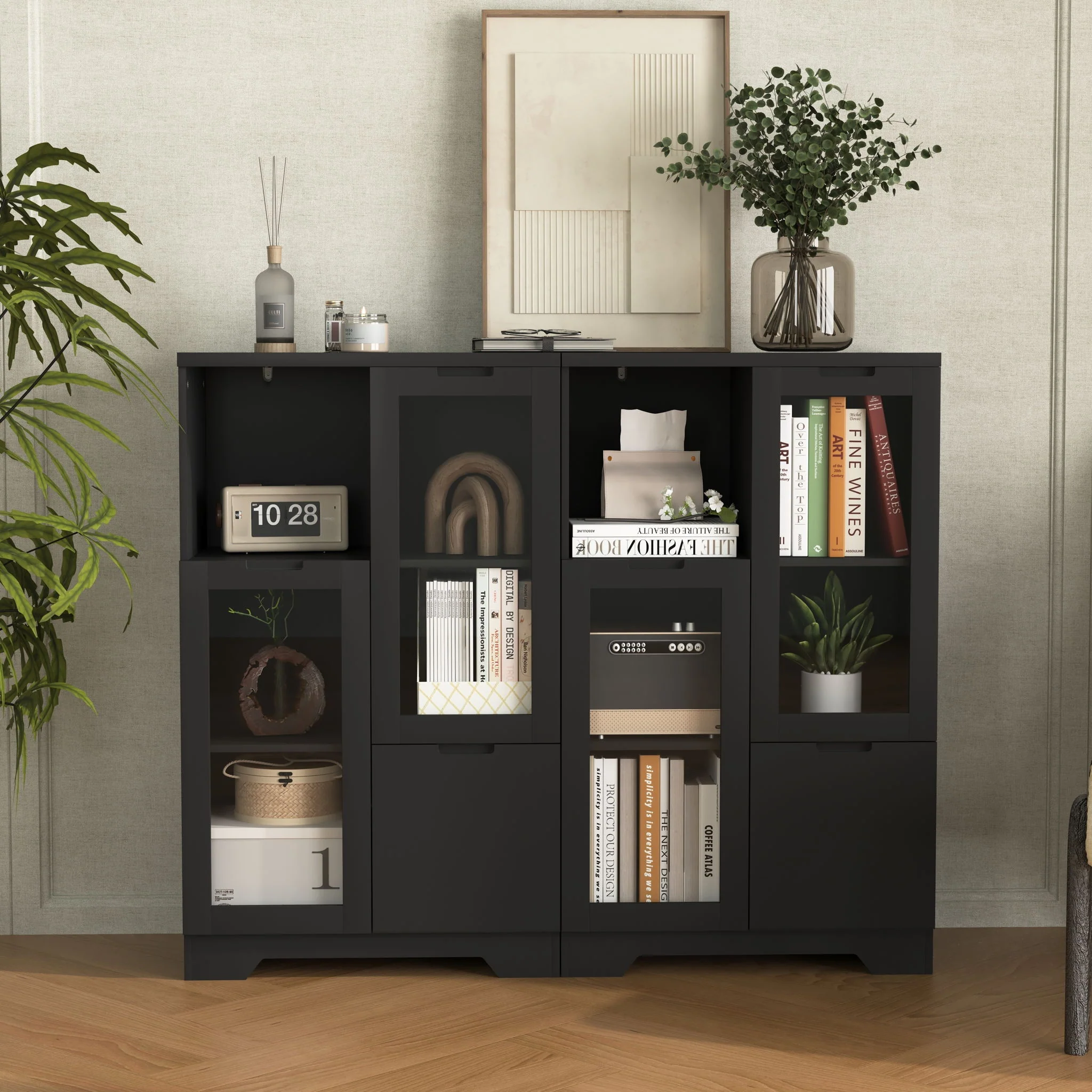 Modern Cabinet With Glass Doors And Drawer - Image 13