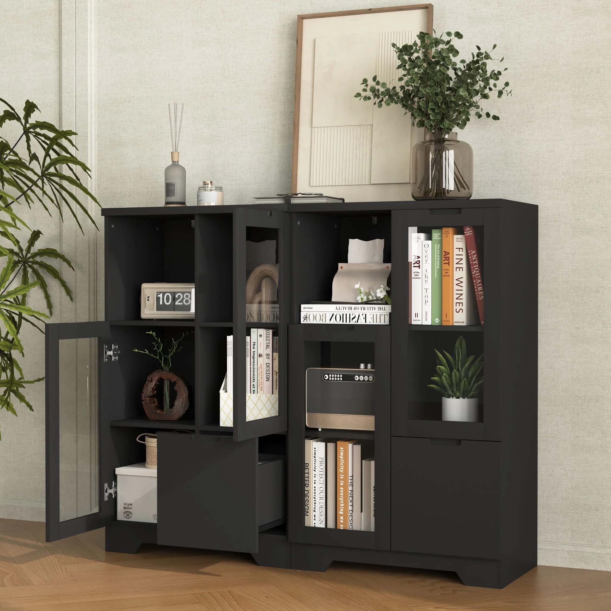 Modern Cabinet With Glass Doors And Drawer - Image 5