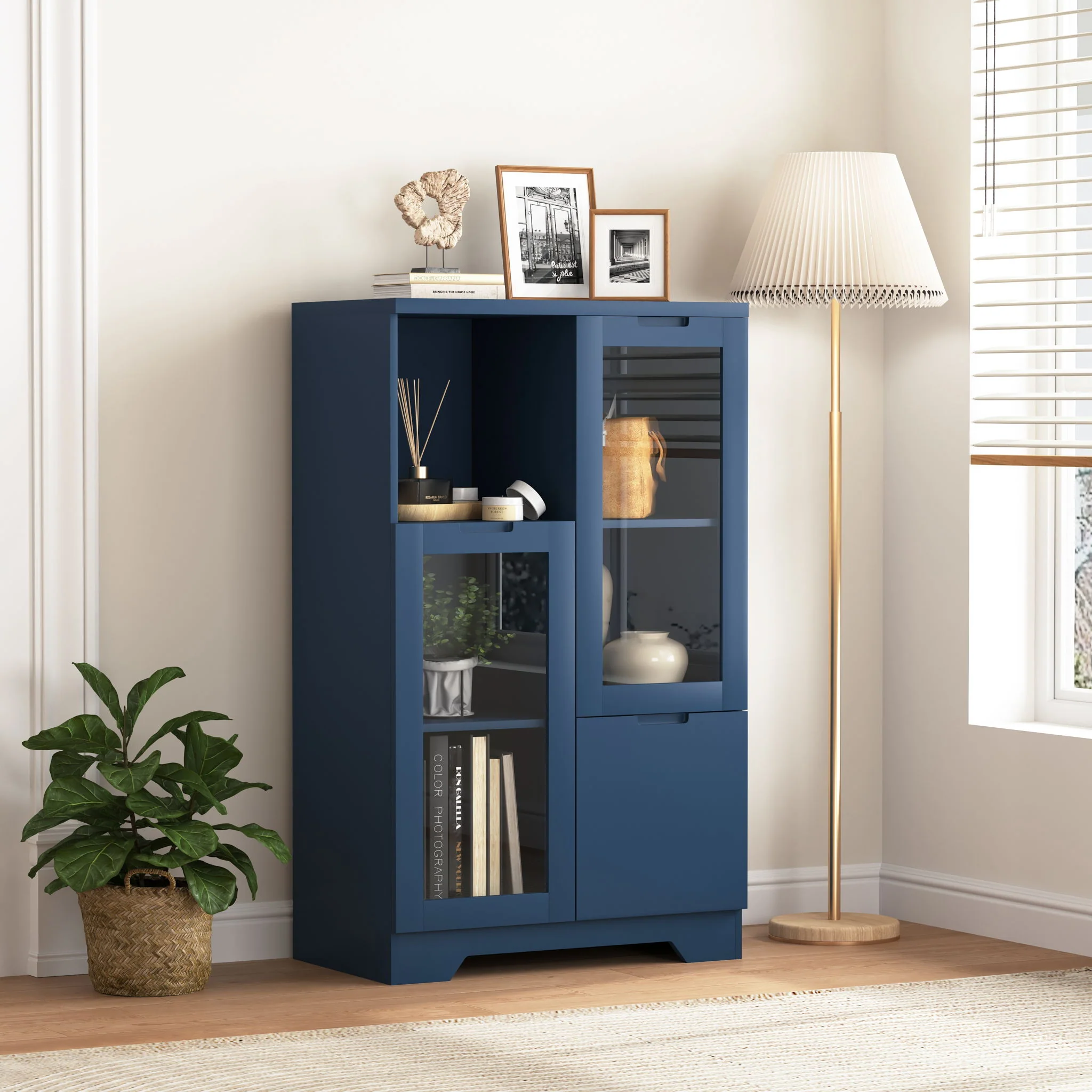 Modern Cabinet With Glass Doors And Drawer - Image 6