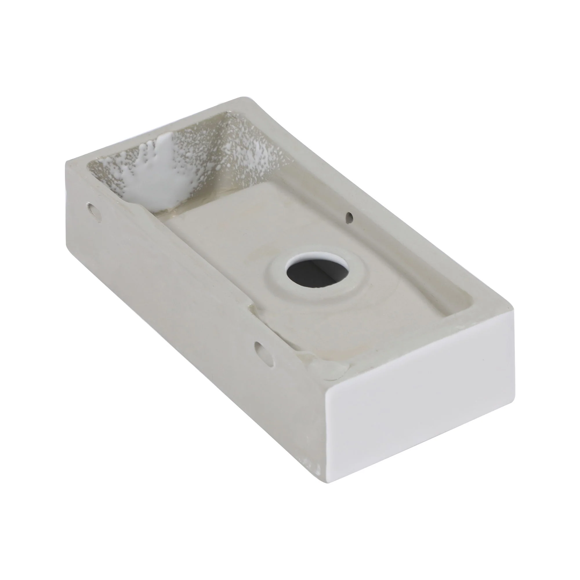 Modern Ceramic Rectangle Wall Mount Bathroom Sink With Single Faucet Hole - Image 4