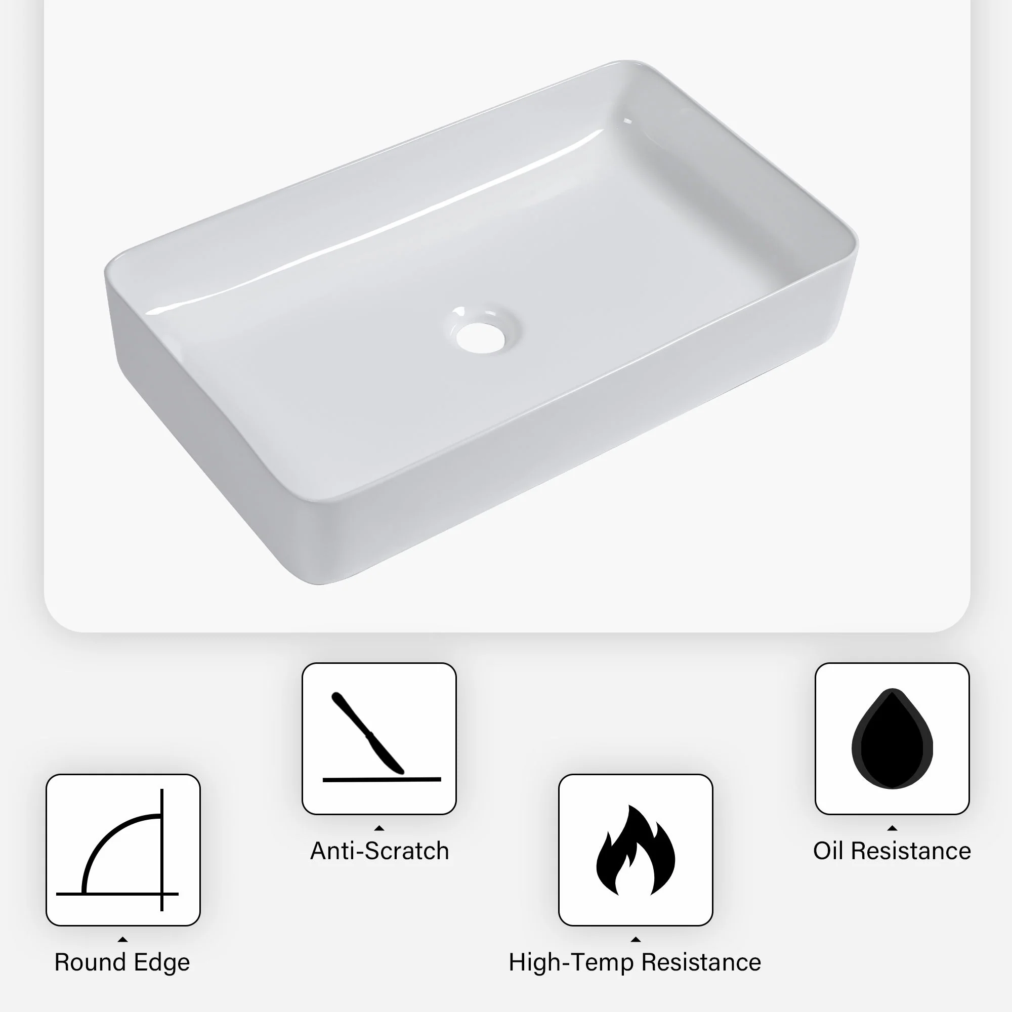 Modern Ceramic Rectangular Bathroom Vessel Sink With European Design - Image 6