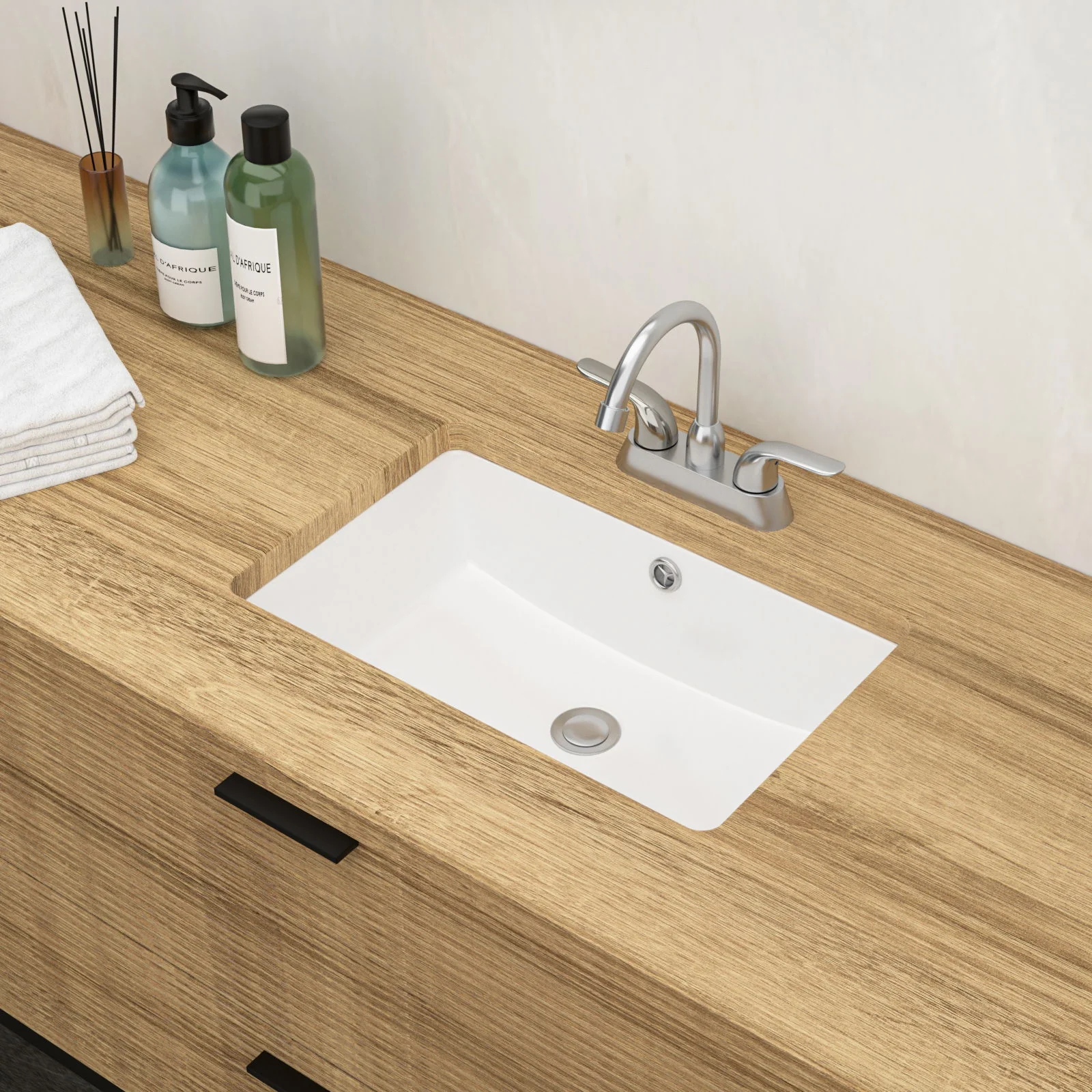 Modern Ceramic Rectangular Undermount Bathroom Sink With Overflow - Image 20