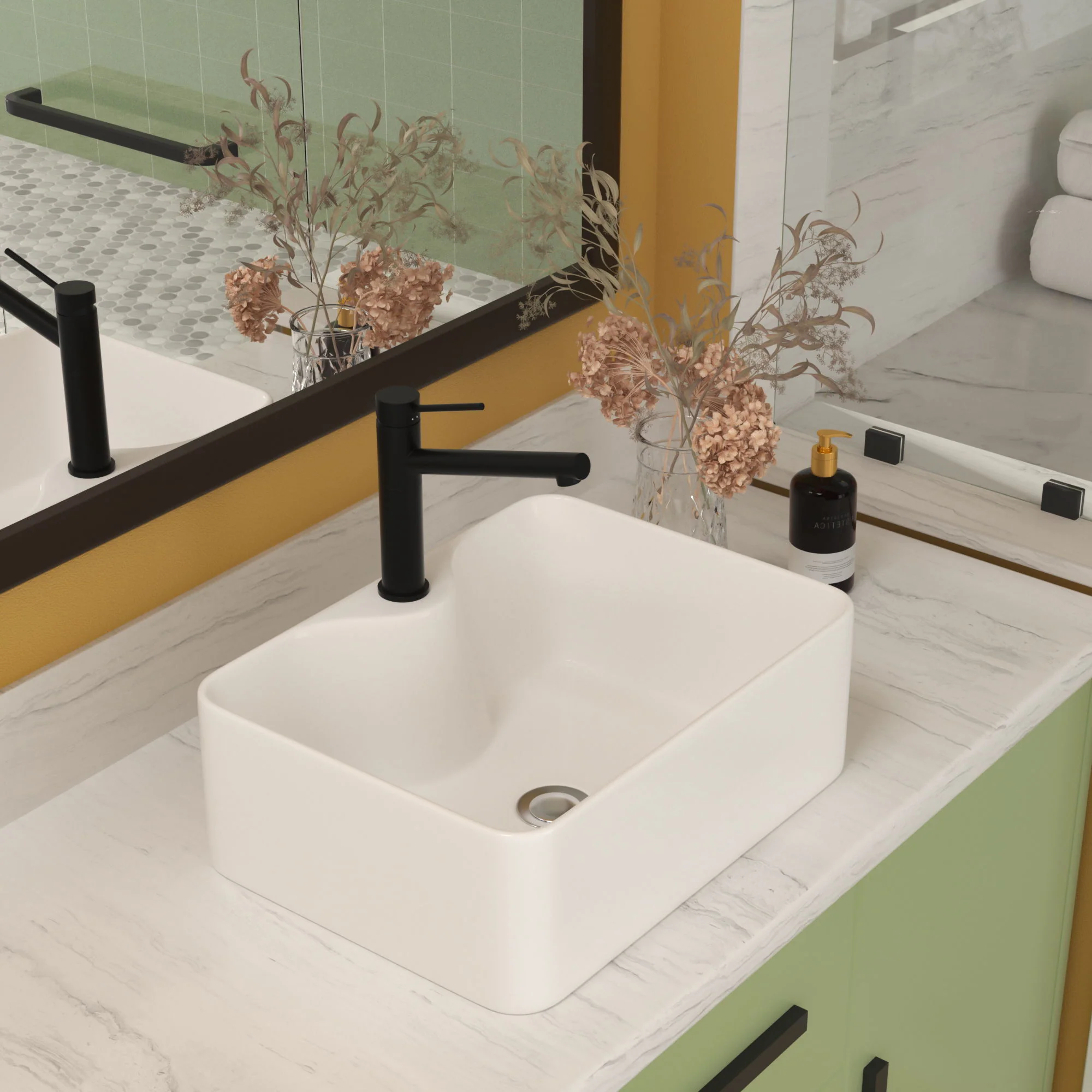 Modern Ceramic Rectangular Vessel Bathroom Sink With Sleek Design - Image 8