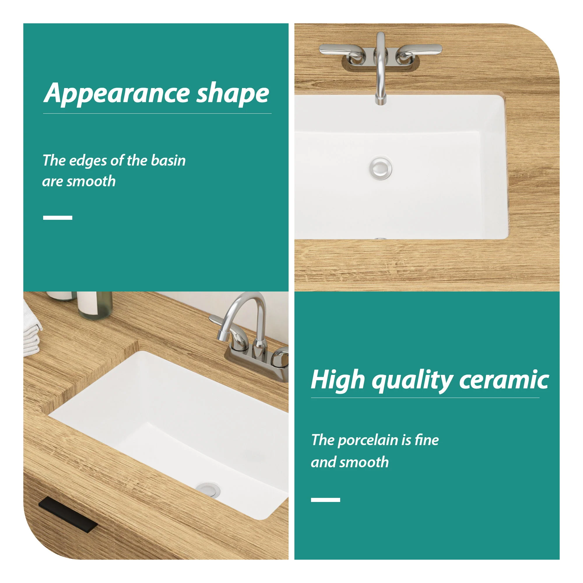 Modern Ceramic Undermount Bathroom Sink With Overflow, High Quality - Image 32