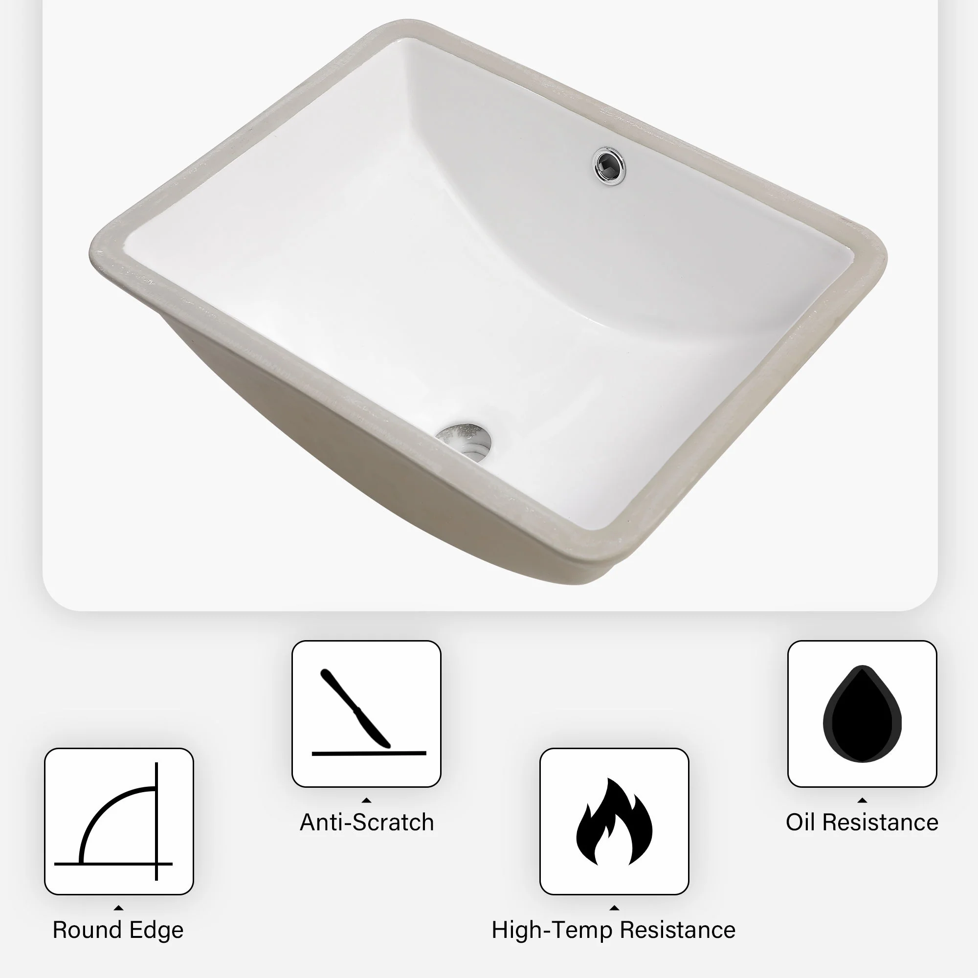 Modern Ceramic Undermount Bathroom Sink With Overflow, High Quality - Image 9