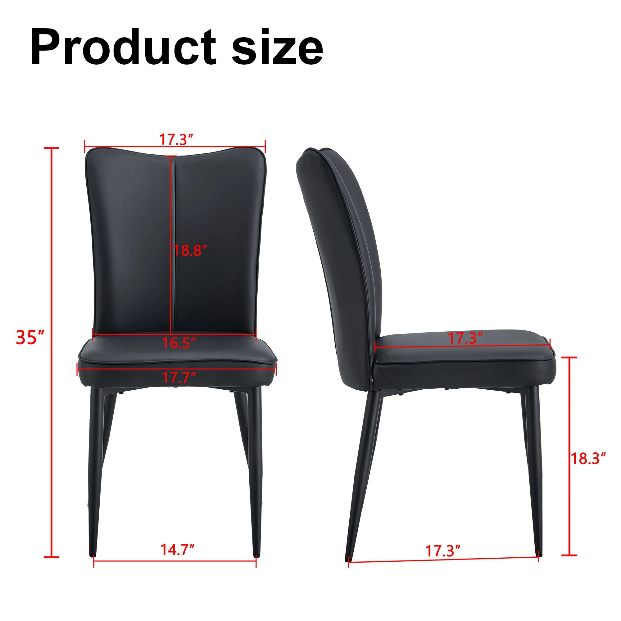 Modern Chair Set 4 Pieces With Vertical Backrest Design For Kitchen And Living Rooms - Black - Image 9