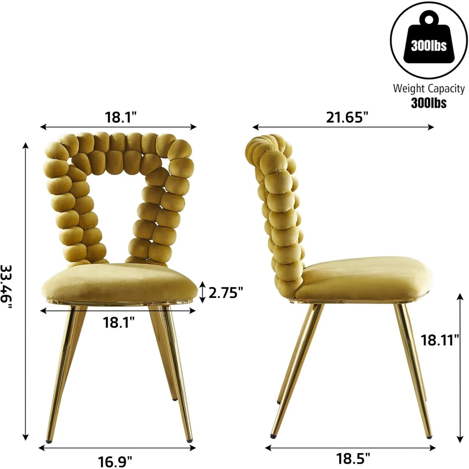 Modern Chair With Iron Tube Legs, Soft Cushions And Comfortable Backrest, Suitable For Dining Room, Living Room, Cafe, Hairball Back - Image 13