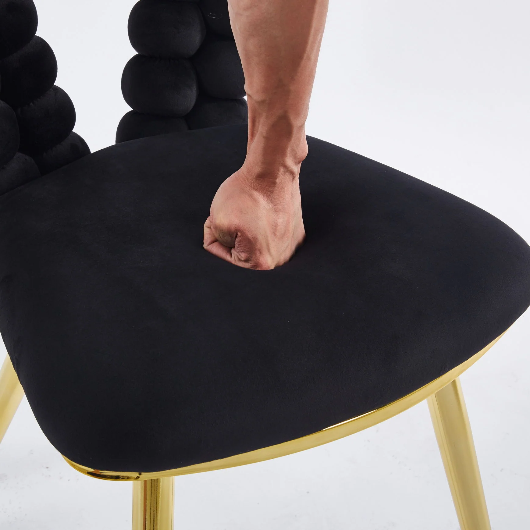 Modern Chair With Iron Tube Legs, Soft Cushions And Comfortable Backrest, Suitable For Dining Room, Living Room, Cafe, Hairball Back - Image 28