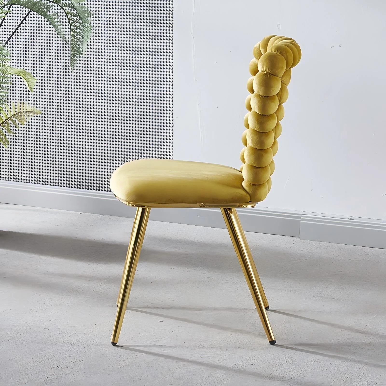 Modern Chair With Iron Tube Legs, Soft Cushions And Comfortable Backrest, Suitable For Dining Room, Living Room, Cafe, Hairball Back - Image 30