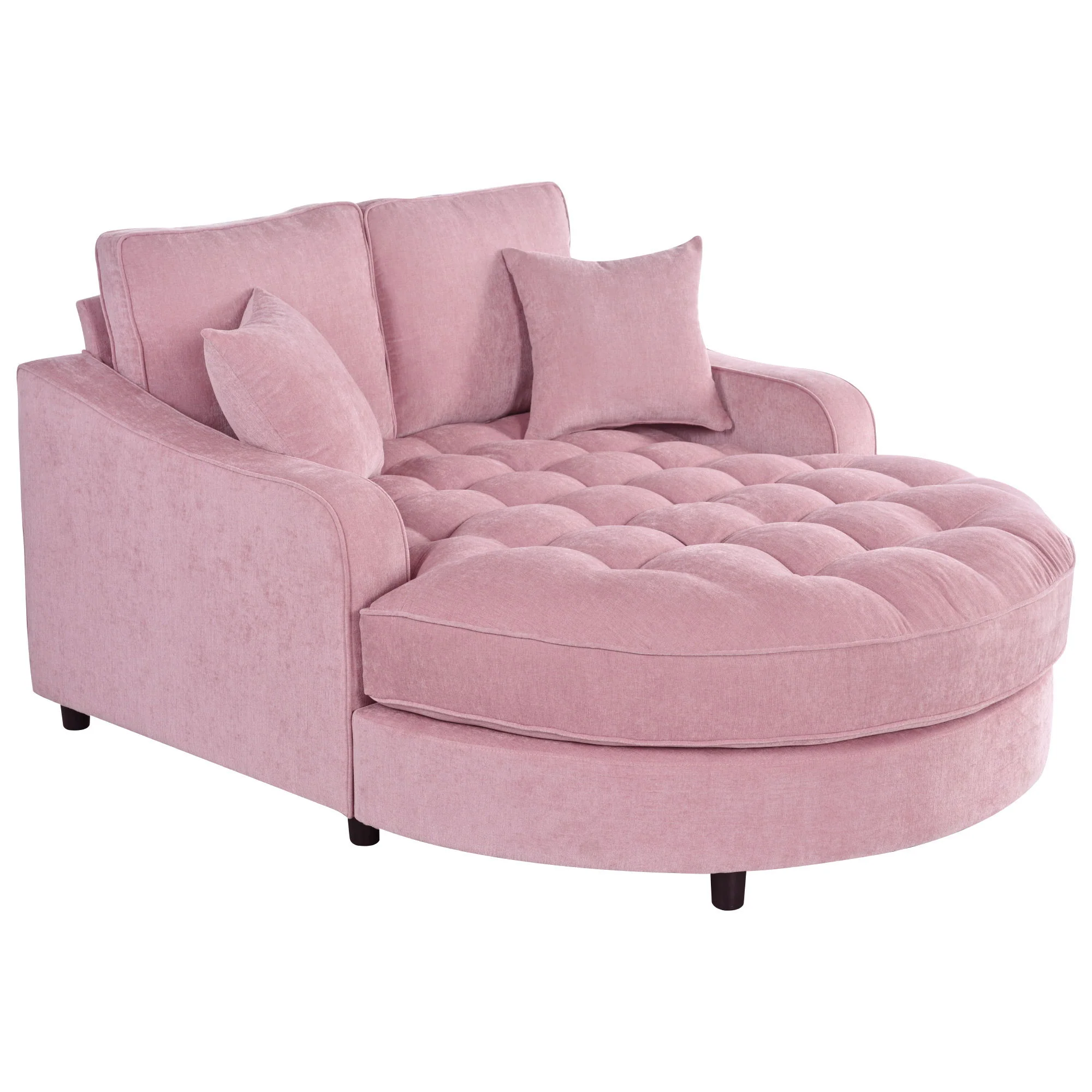 Modern Chaise Lounge Upholstered Sofa Couch With Tufted Seat And Detachable Pillows For Living Room - Image 3