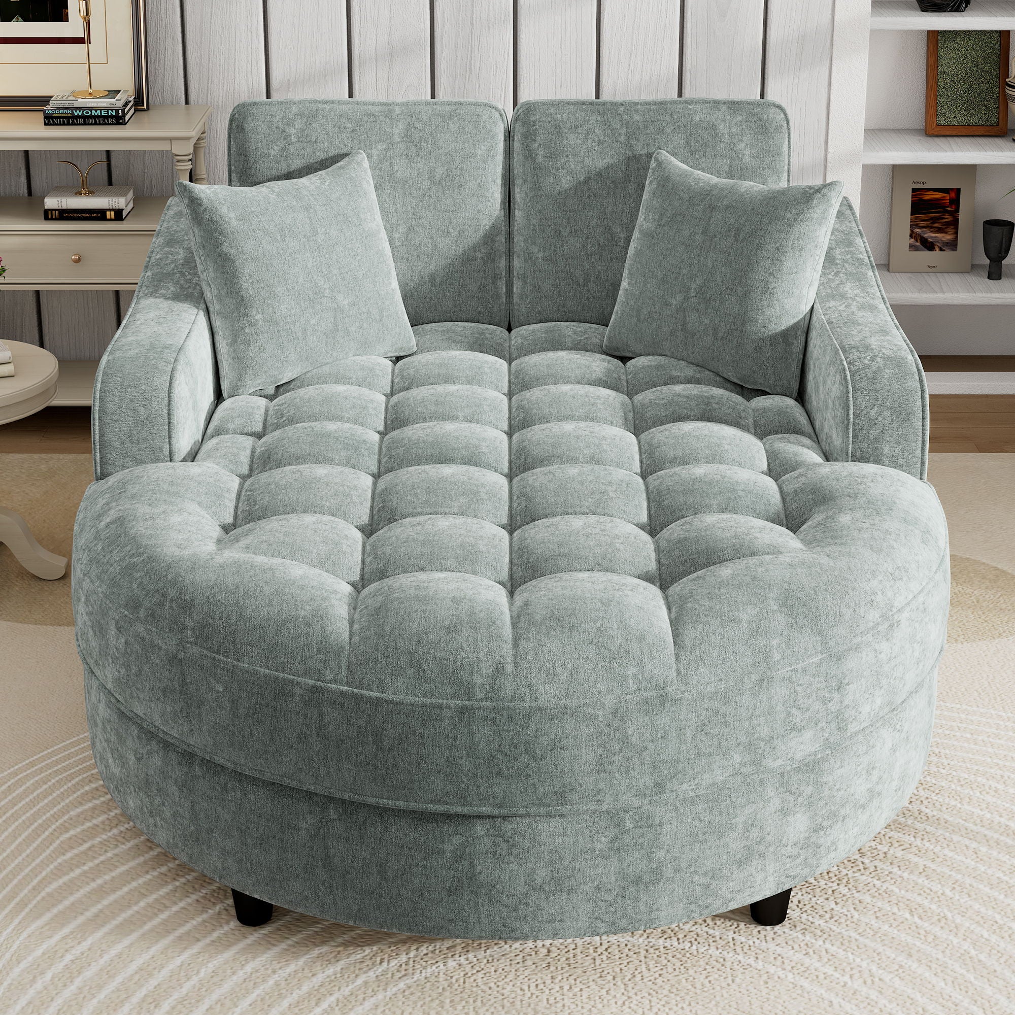 Modern Chaise Lounge Upholstered Sofa Couch With Tufted Seat And Detachable Pillows For Living Room - Image 30