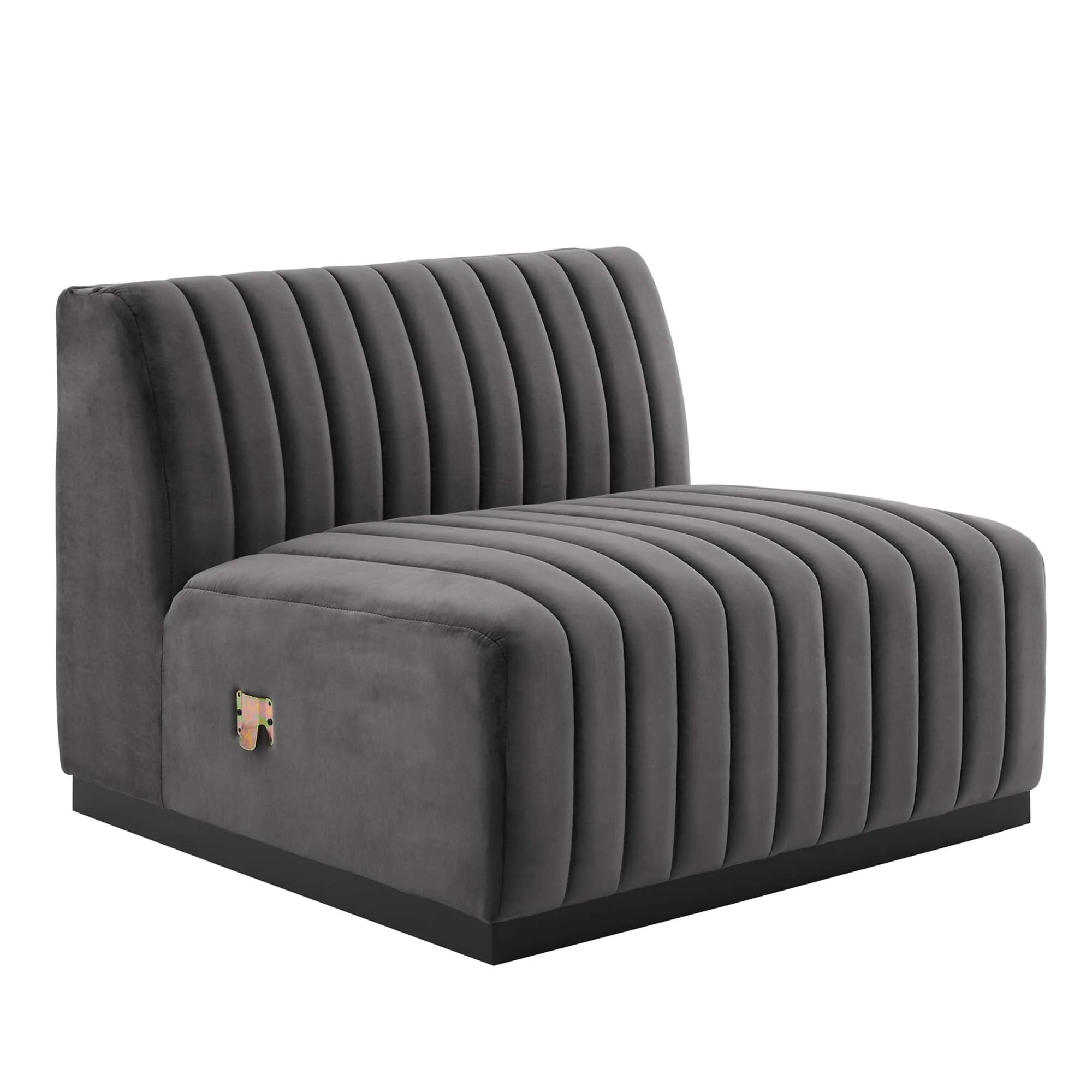 Modern Channel Tufted Upholstered Fabric Armless Chair - 37 Inch - Image 11