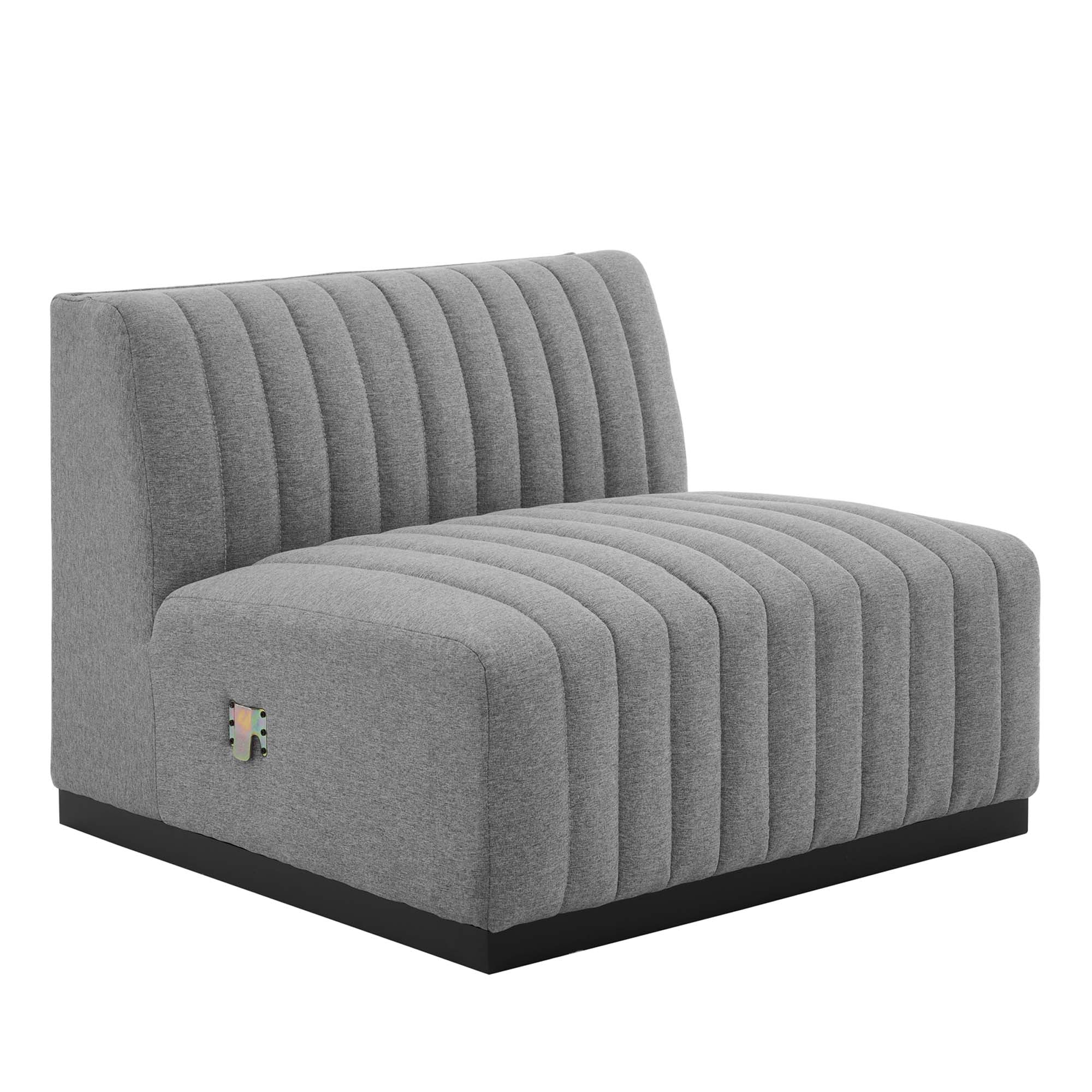 Modern Channel Tufted Upholstered Fabric Armless Chair - 37 Inch - Image 6