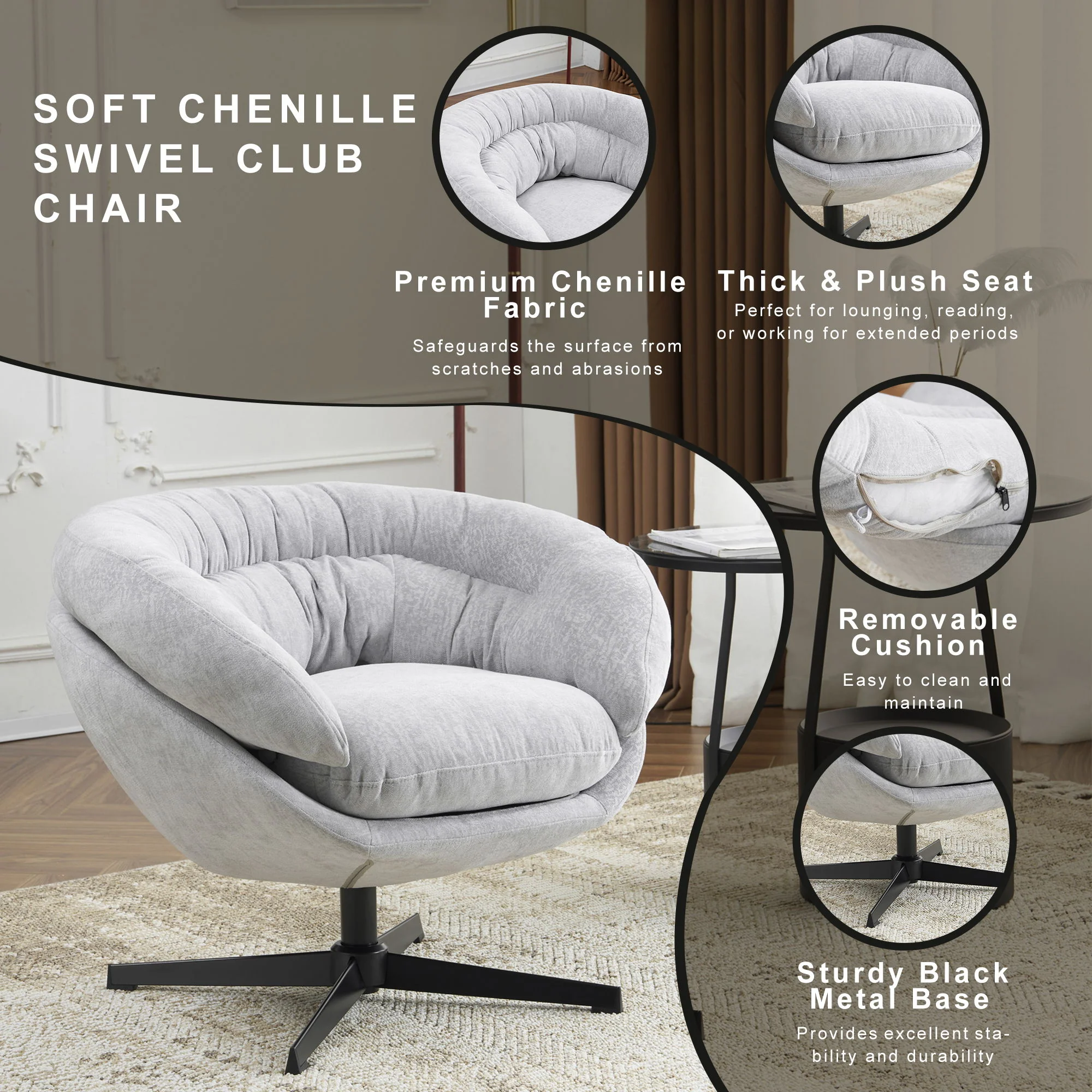 Modern Office Chair With 360 Degree Swivel - Image 43