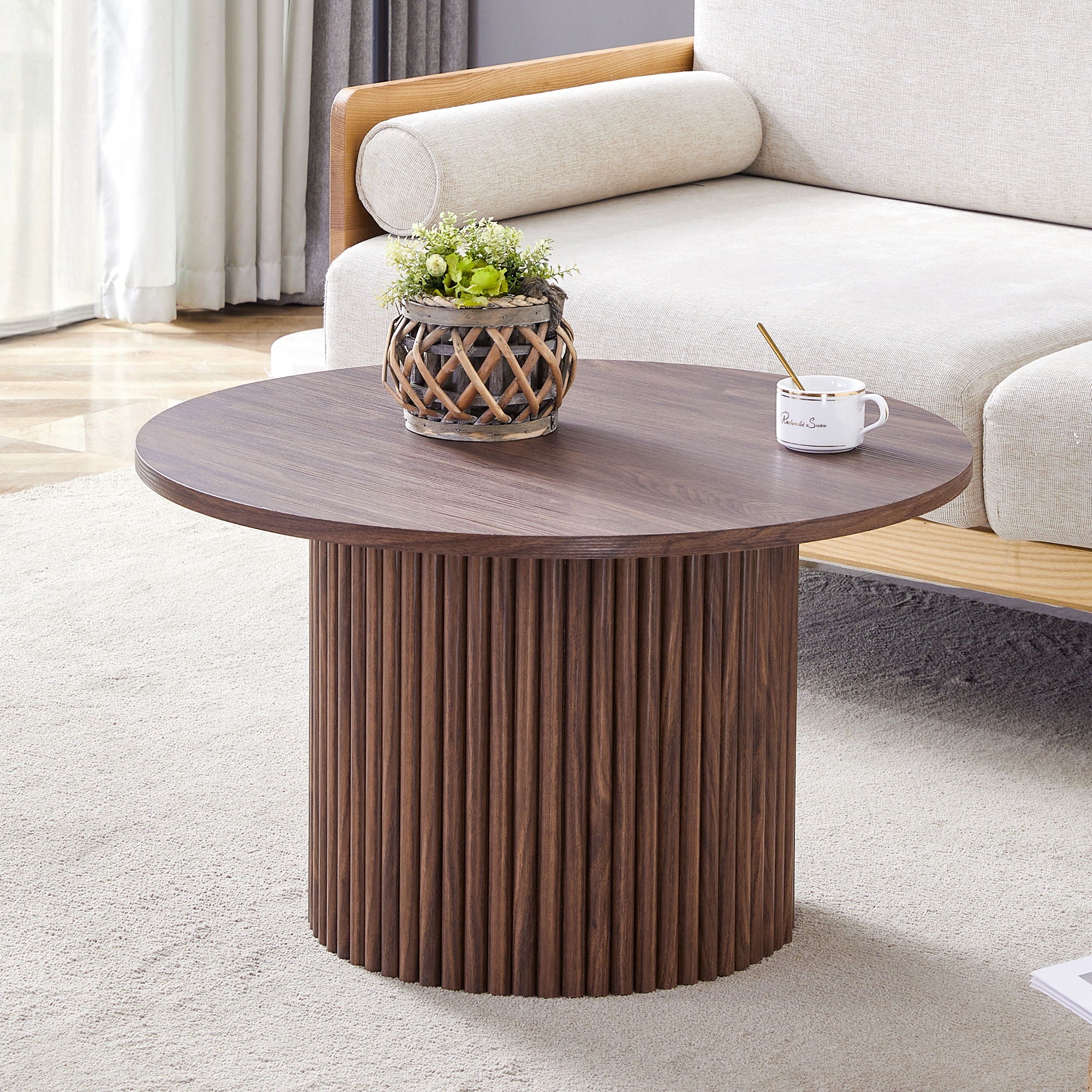 Modern Circular Coffee Table Cylindrical Design - Image 5