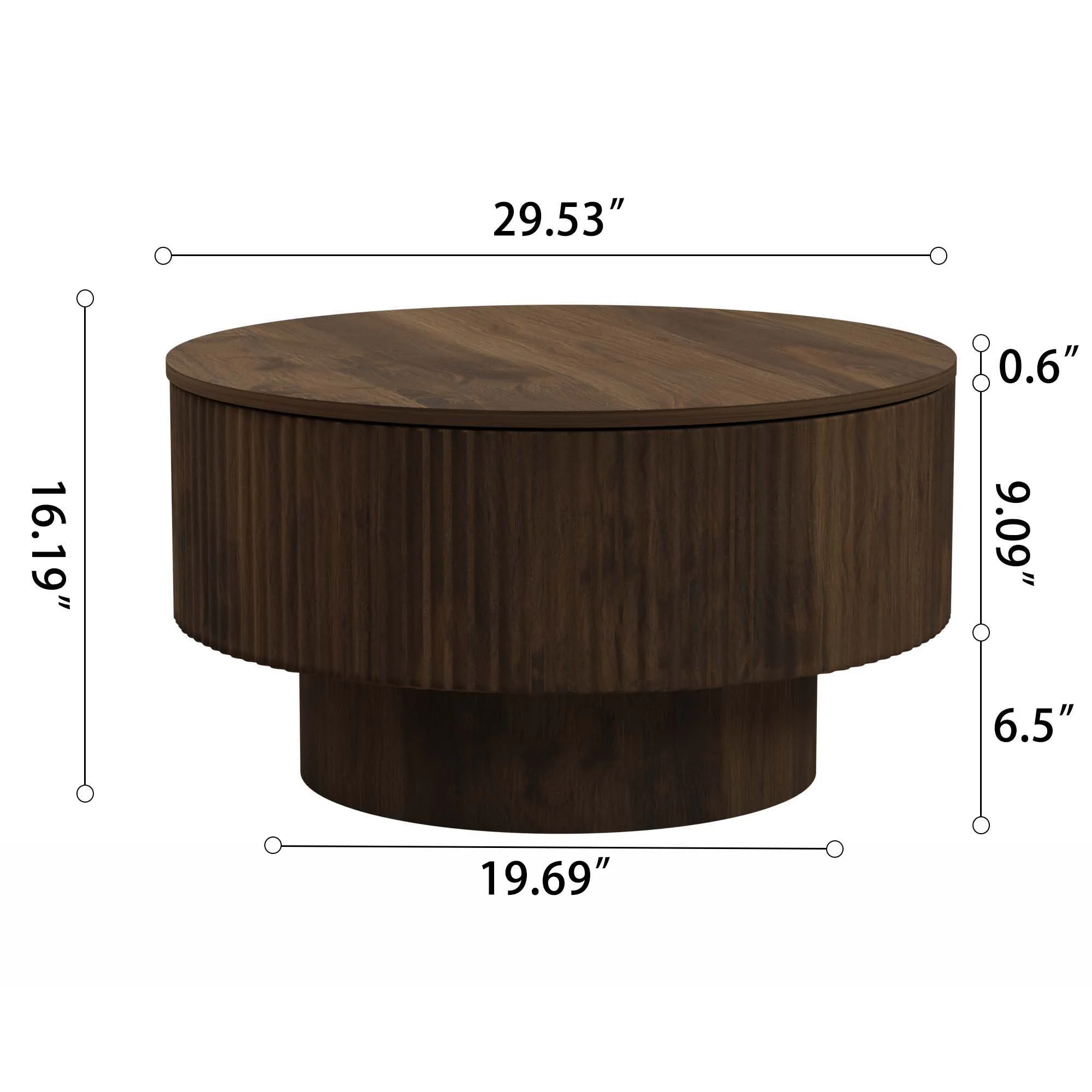 Modern Circular Coffee Table With Stripe Design And Storage Space - Image 5