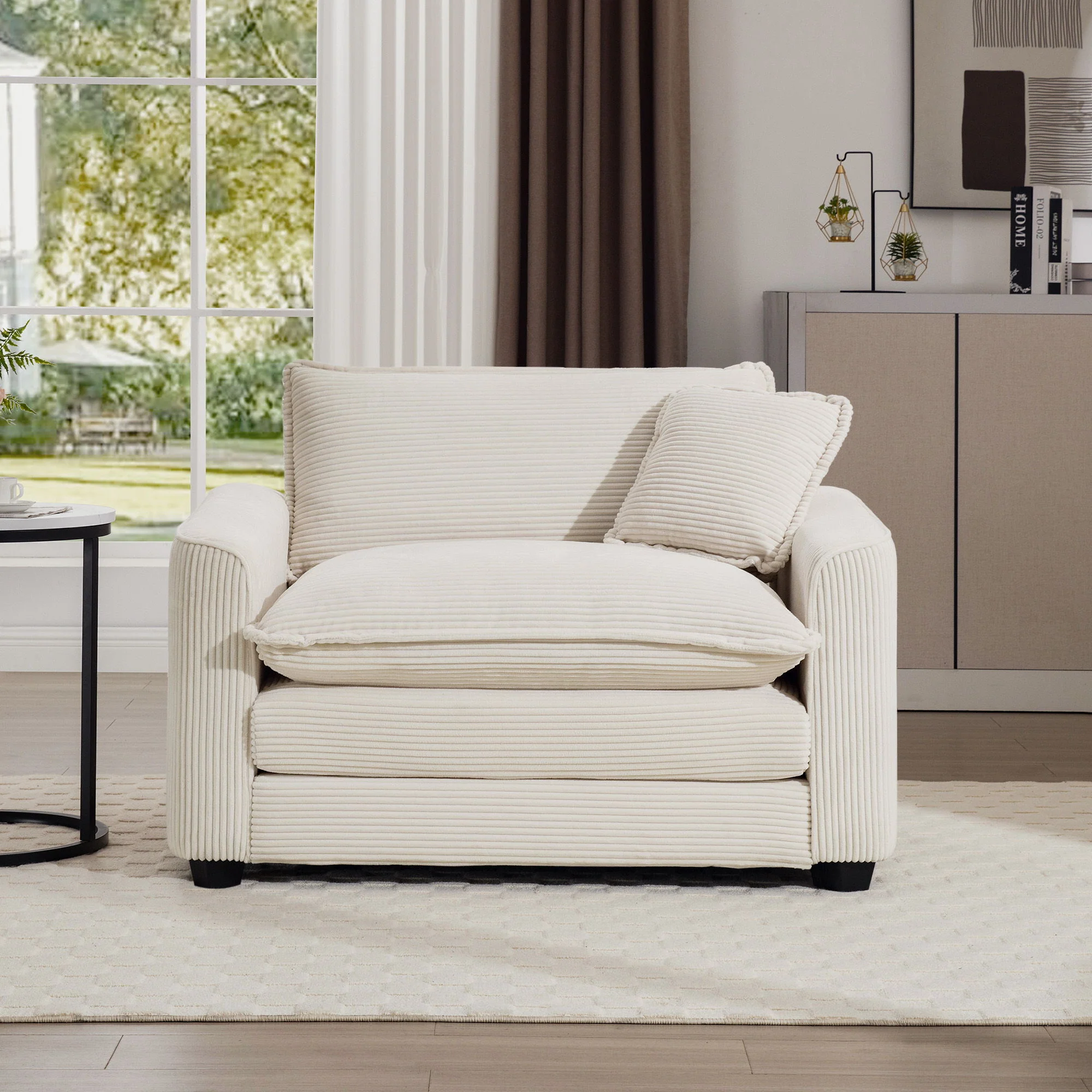 Modern Classic Fabric Single Chair Deep Seat Sofa With Pillow - Image 39