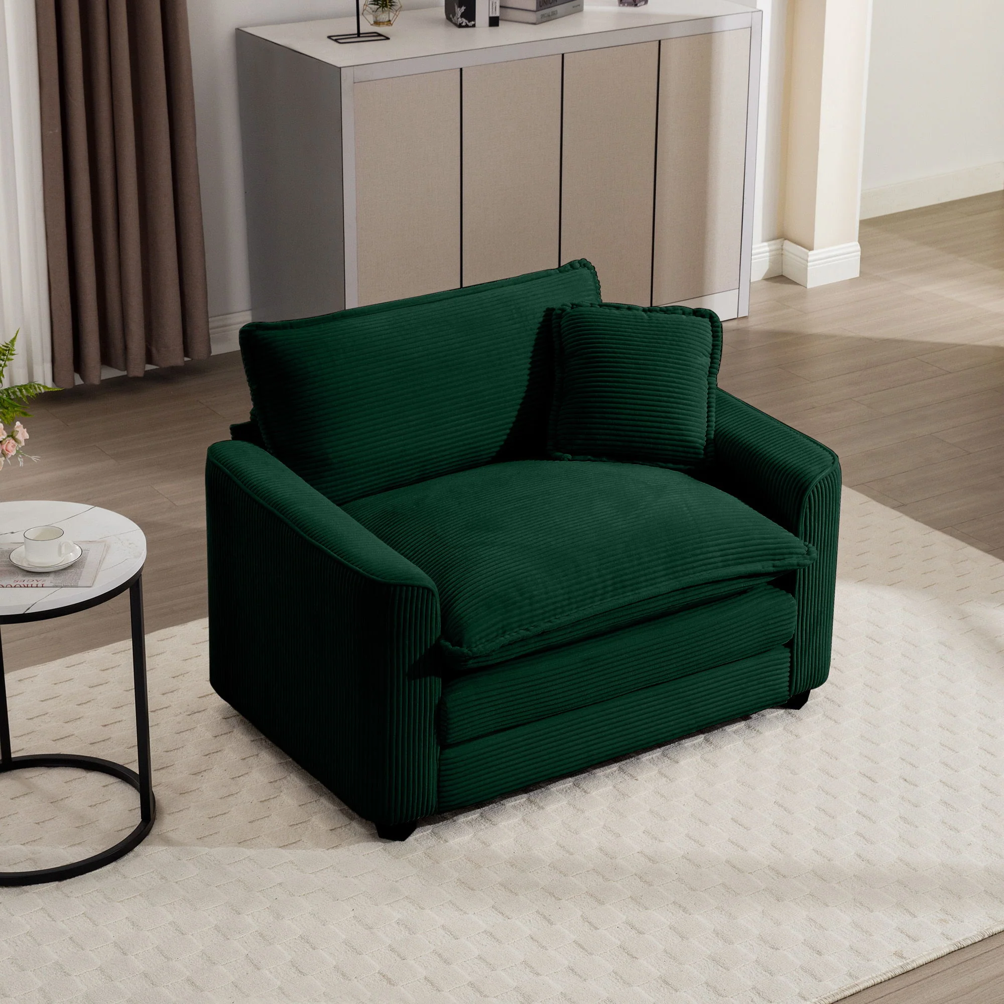 Modern Classic Fabric Single Chair Deep Seat Sofa With Pillow - Image 51