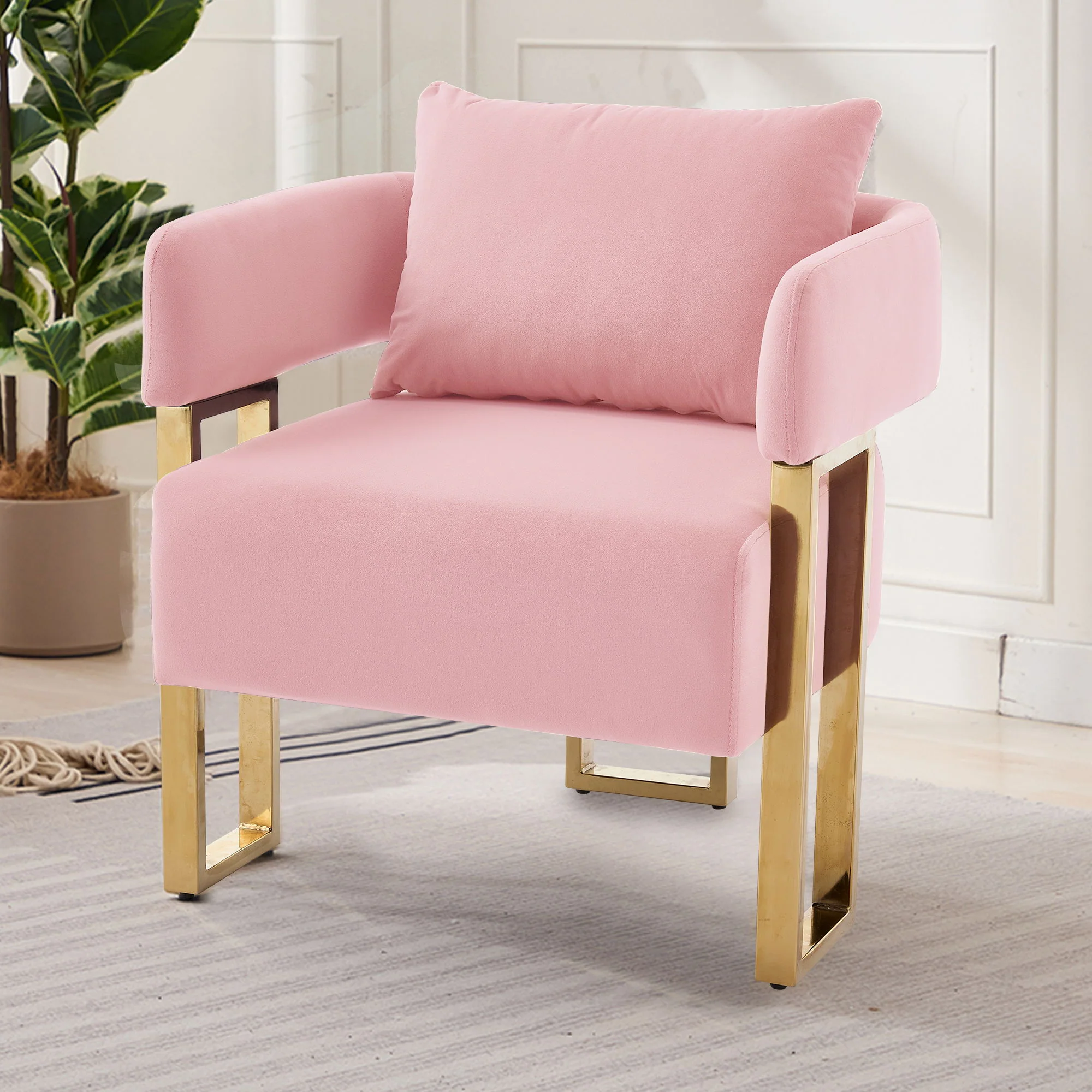 Modern Classic Design Decorative Chair Teddy Fleece Upholstered And Metal Foot - Image 12
