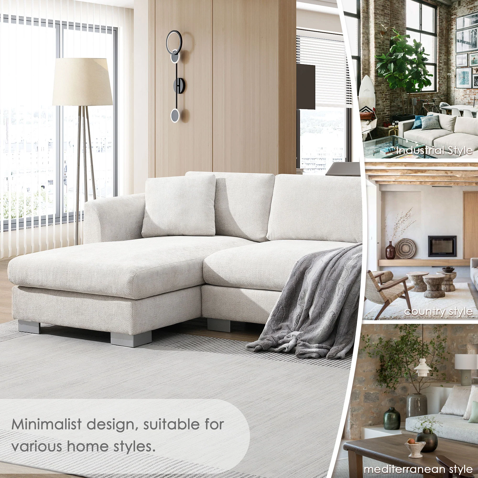 Modern Cloud Sectional Sofa L Shaped Luxury Couch Set With 2 Free Pillows 4 Seat With Oversized Chaise - Image 25
