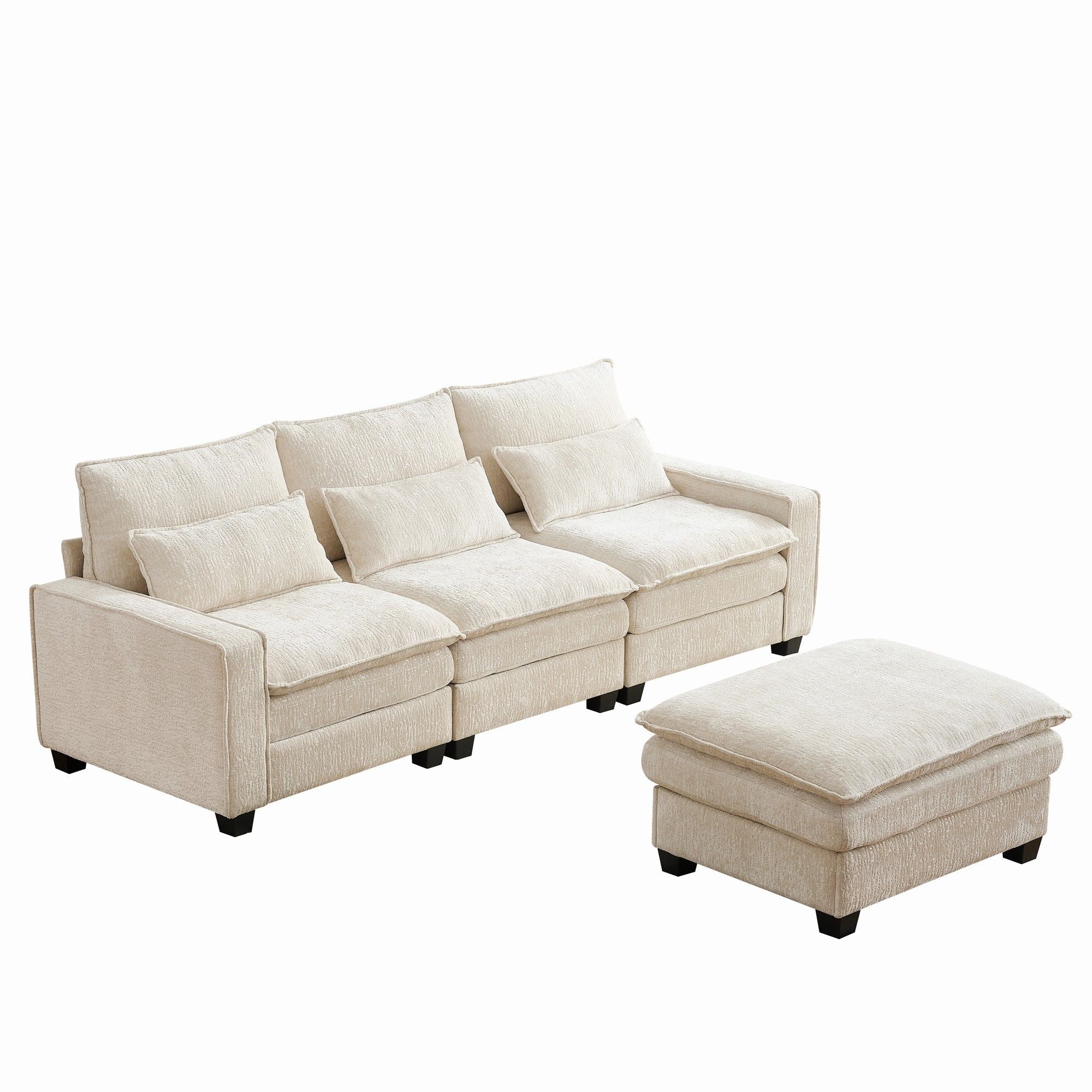 Modern Comfy L Shaped Sectional Sofa With Movable Ottoman - Image 14