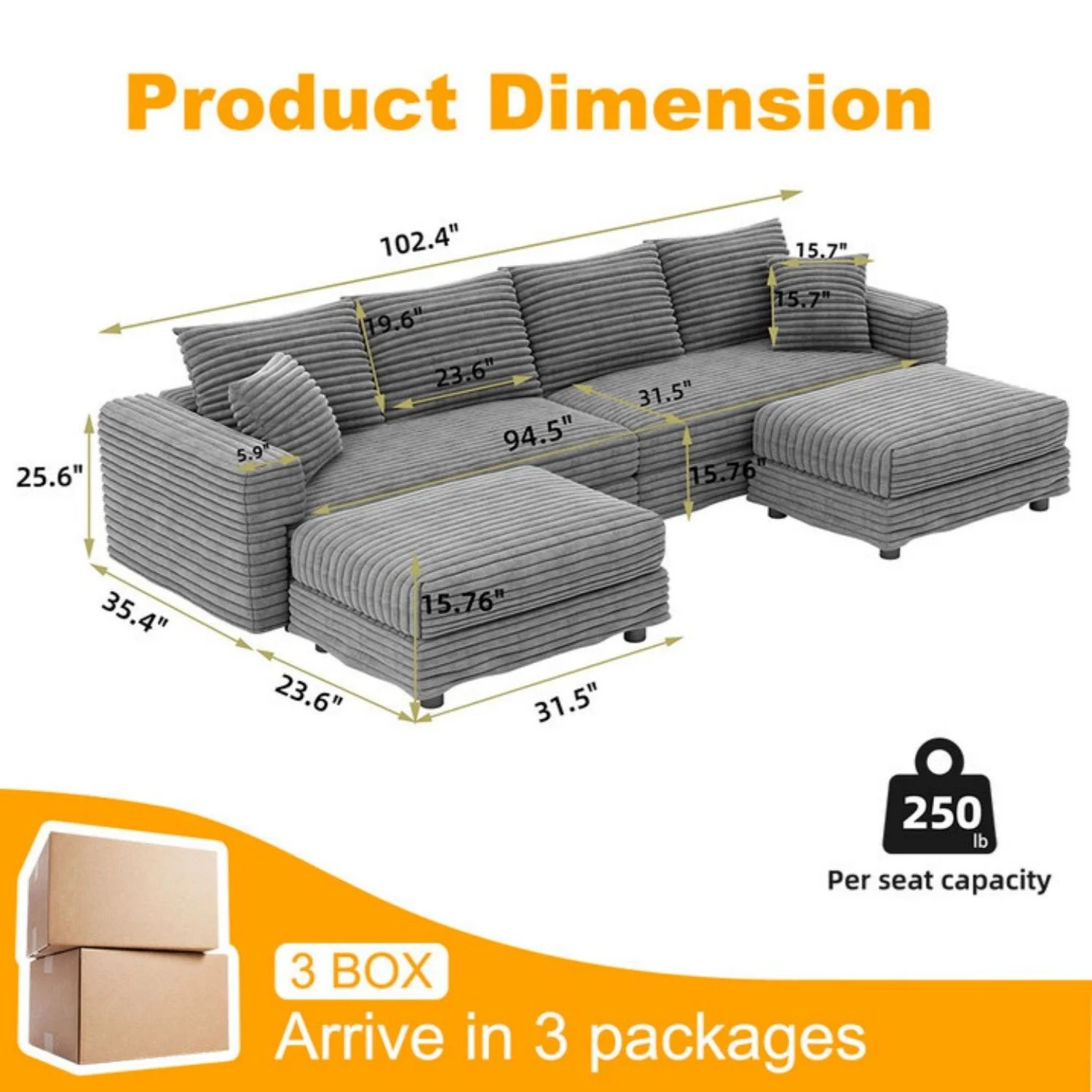 Modern Comfy Upholstered Sofa Cloud Couch & Deep Seat Couches - Image 41