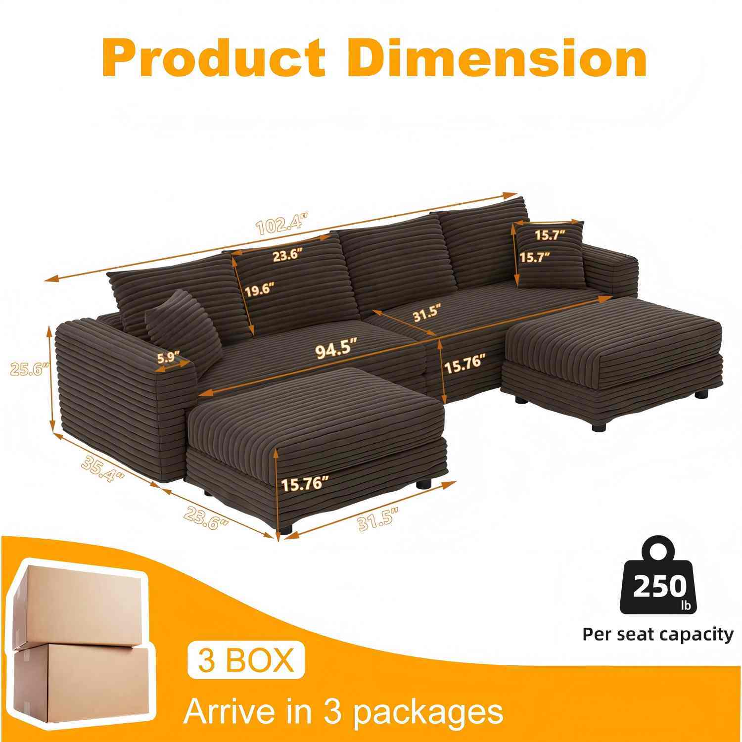 Modern Comfy Upholstered Sofa Cloud Couch & Deep Seat Couches - Image 96