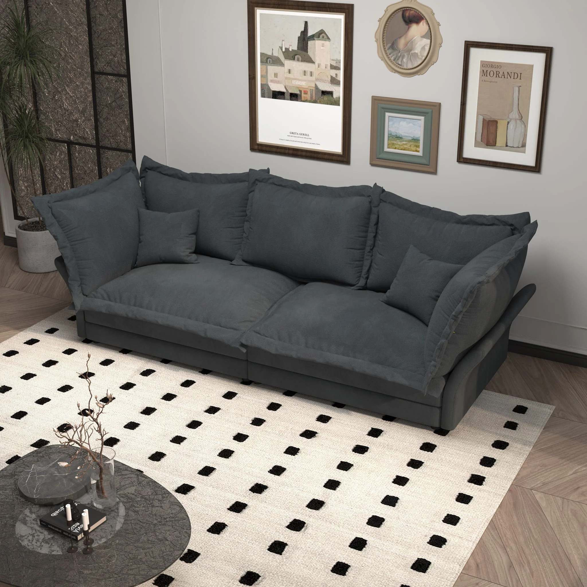 Modern Comfy Upholstered Sofa Cloud Couch, Deep Seat Couches With Multiple Large Soft Pillows - Image 11