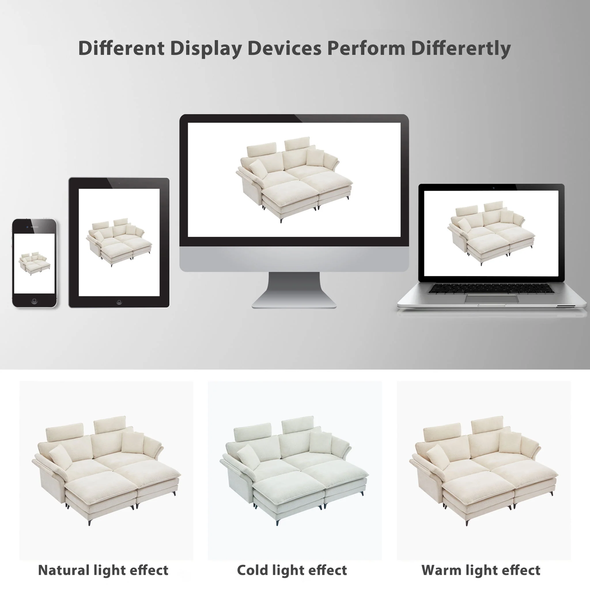 Modern Deep Seat Sectional Sofa With Ottoman - Image 5