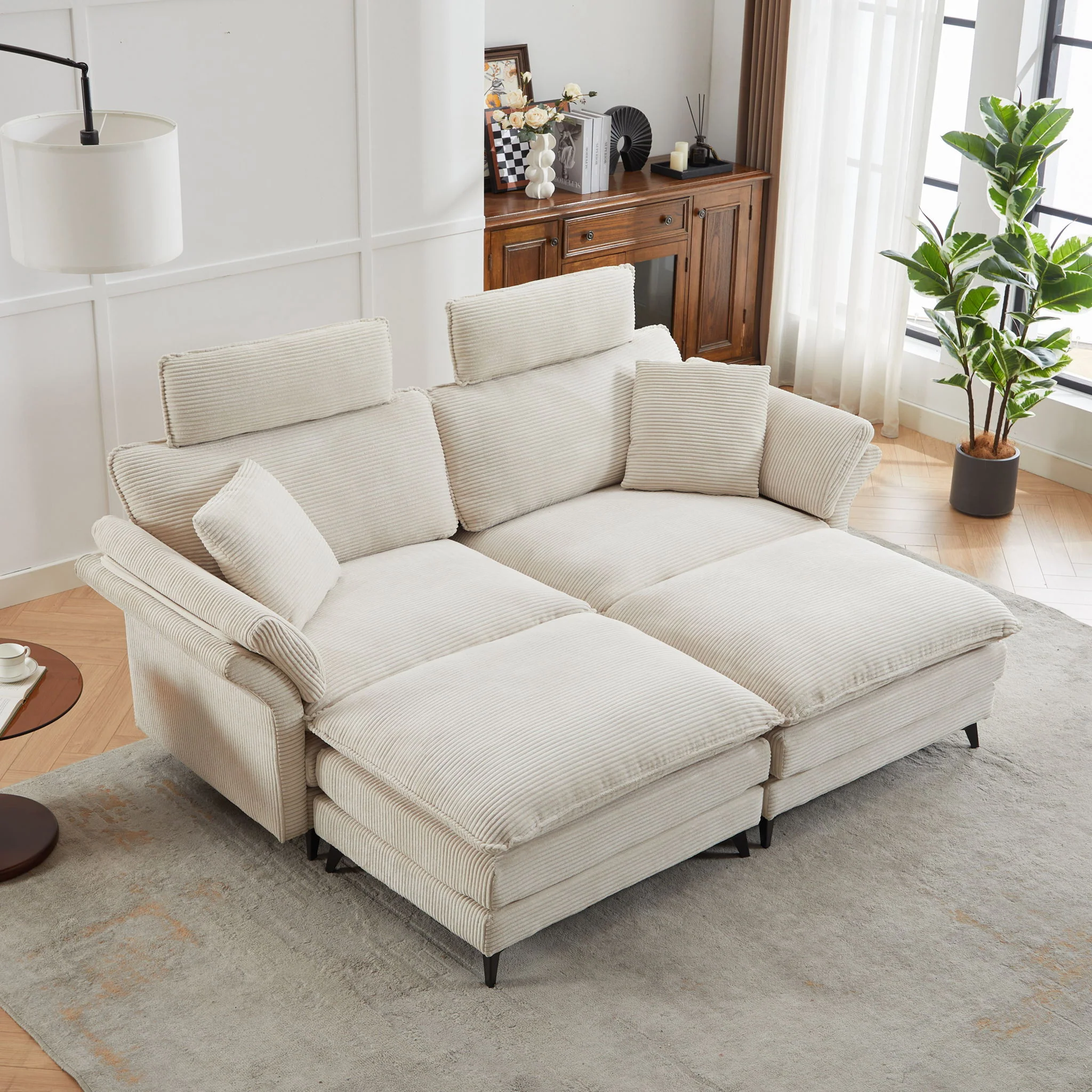 Modern Deep Seat Sectional Sofa With Ottoman - Image 7