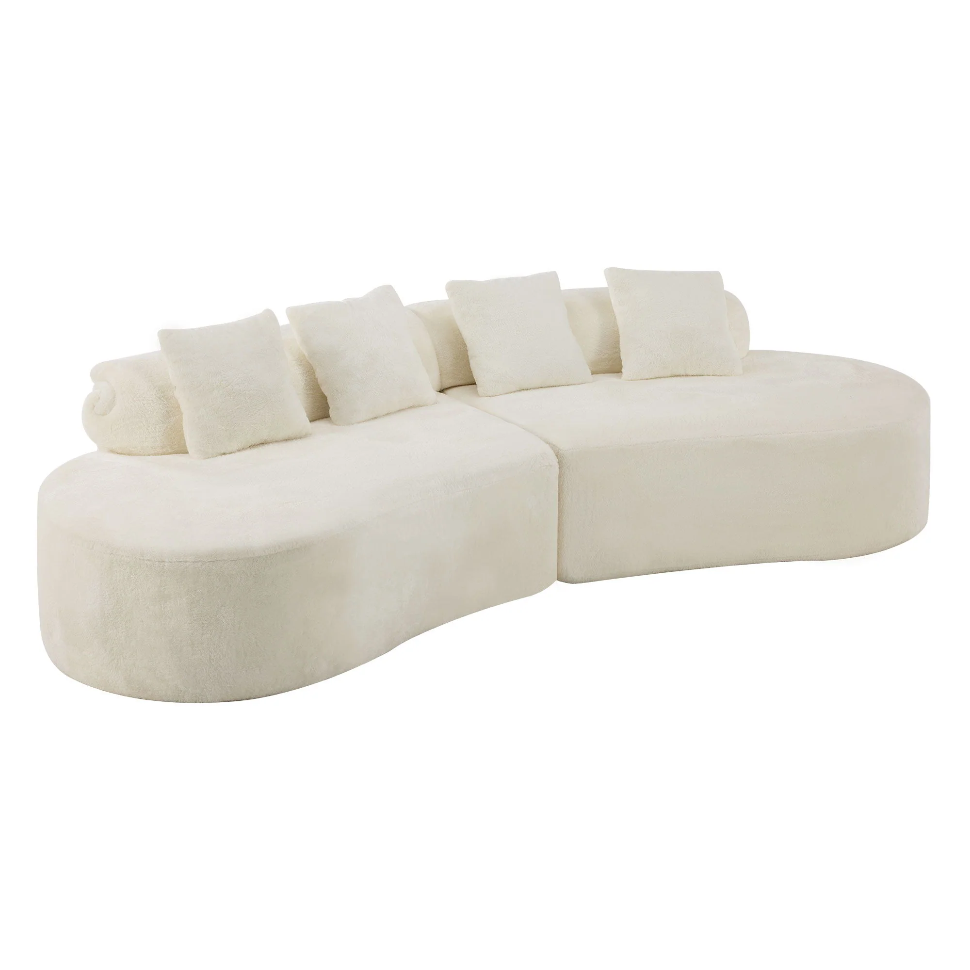 Modern Curved Sofa With Pillows - Image 2