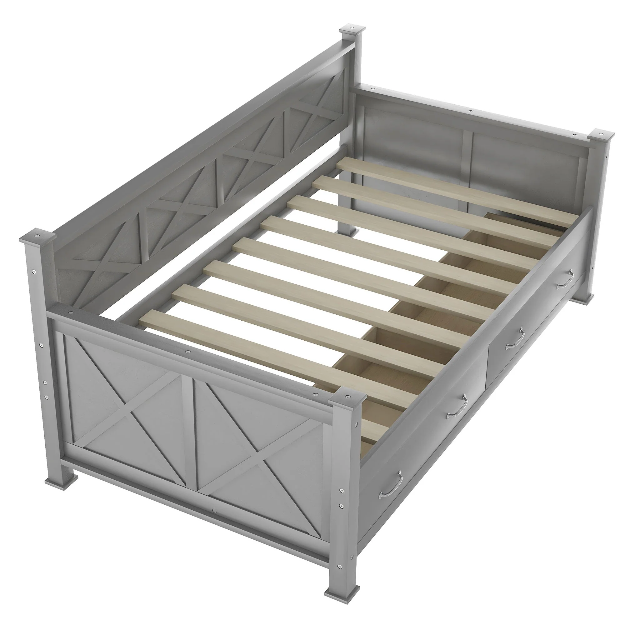 Modern Daybed With 2 Large Drawers, X Shaped Frame - Image 16