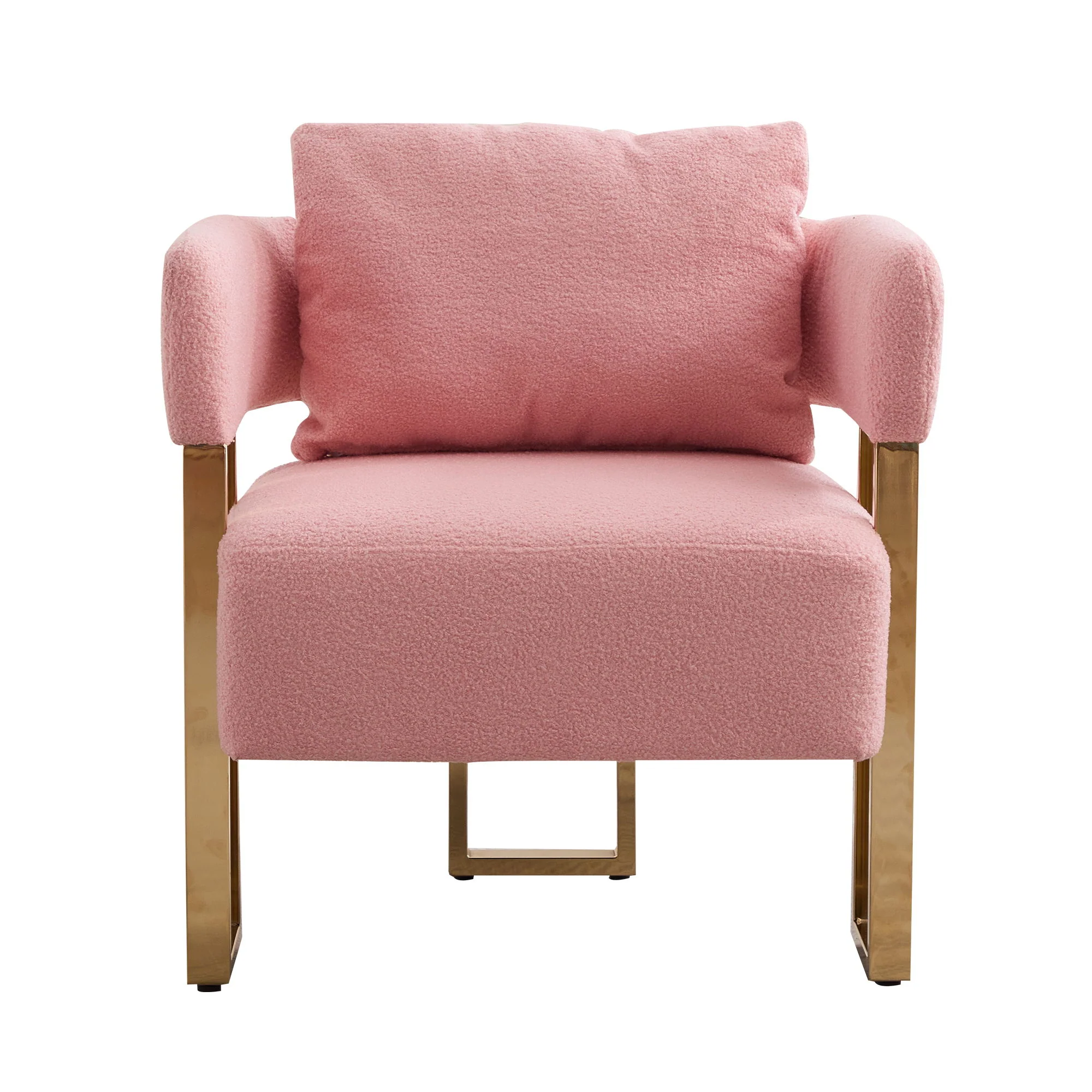 Modern Decorative Chair Teddy Fleece Upholstered And Metal Foot - Image 2