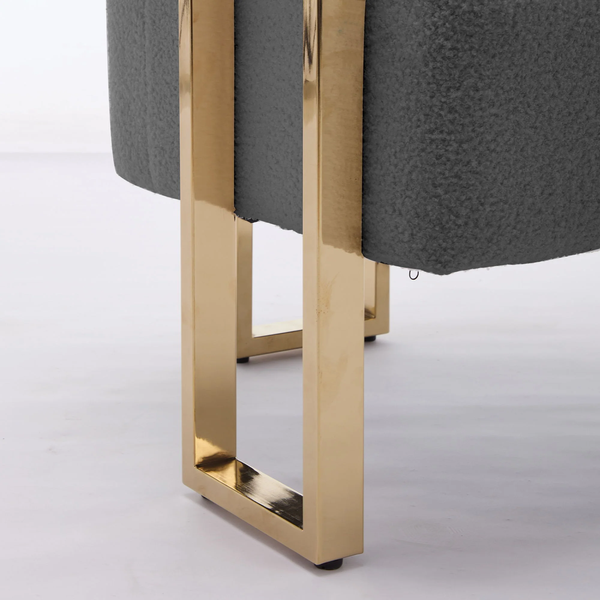 Modern Decorative Chair Teddy Fleece Upholstered And Metal Foot - Image 22